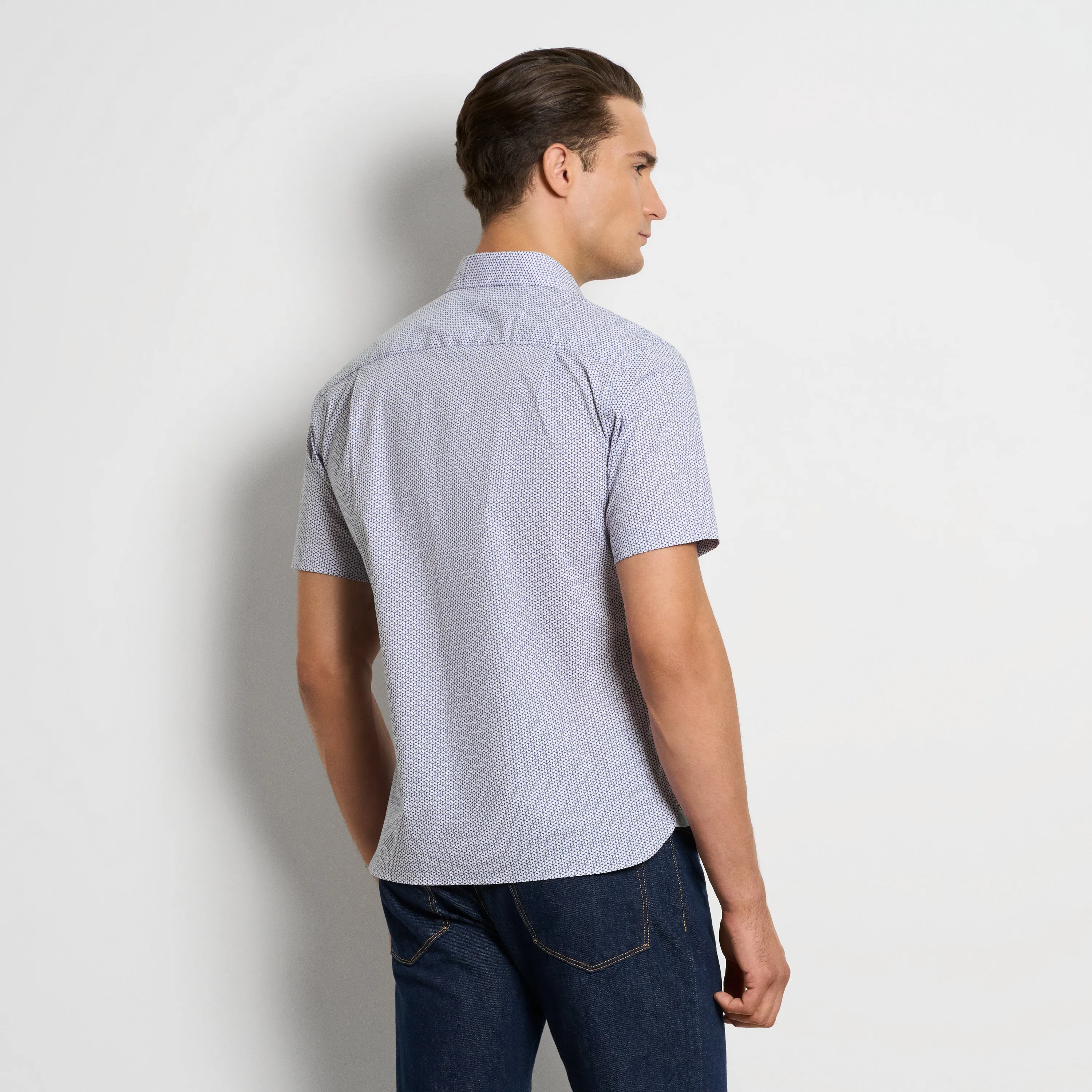 Folsen Short Sleeve Stain Shield Tiny Geo Print Shirt - Slim Fit sold by Van Heusen product image thumbnail 5