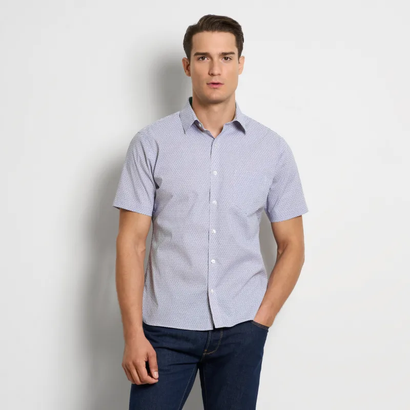 Folsen Short Sleeve Stain Shield Tiny Geo Print Shirt - Slim Fit sold by Van Heusen