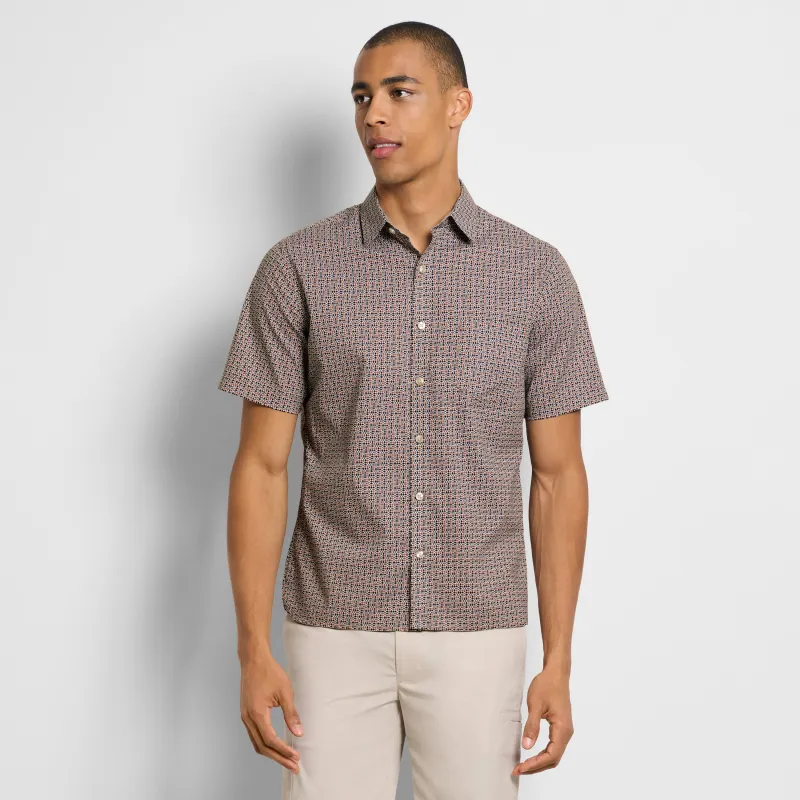 Folsen Short Sleeve Stain Shield Pavers Print Shirt - Slim Fit sold by Van Heusen