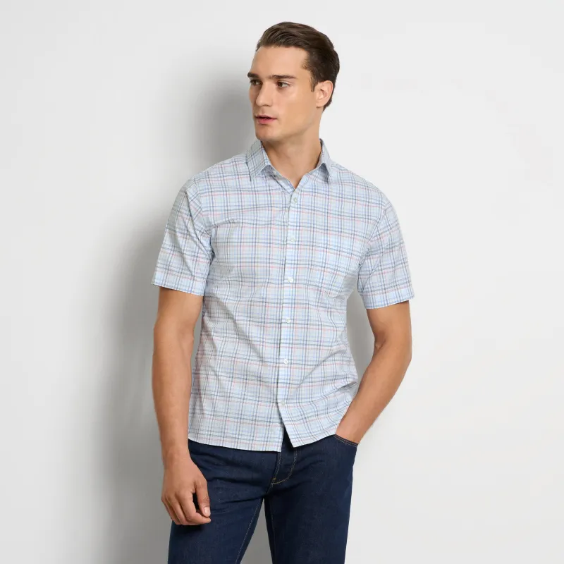 Folsen Short Sleeve Stain Shield Tattersall Print Shirt - Slim Fit sold by Van Heusen