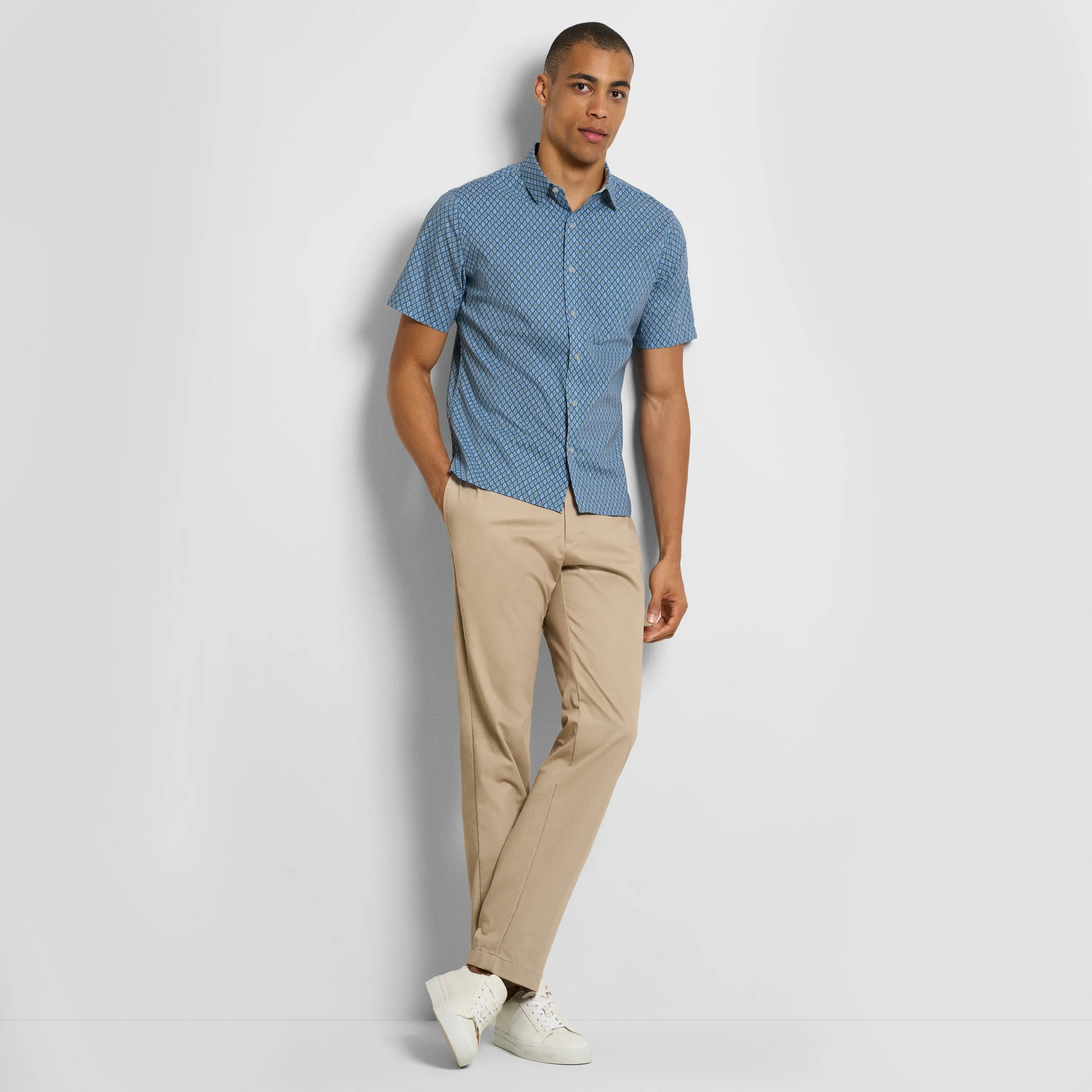 Folsen Short Sleeve Stain Shield Open Geo Print Shirt - Slim Fit sold by Van Heusen product image thumbnail 2