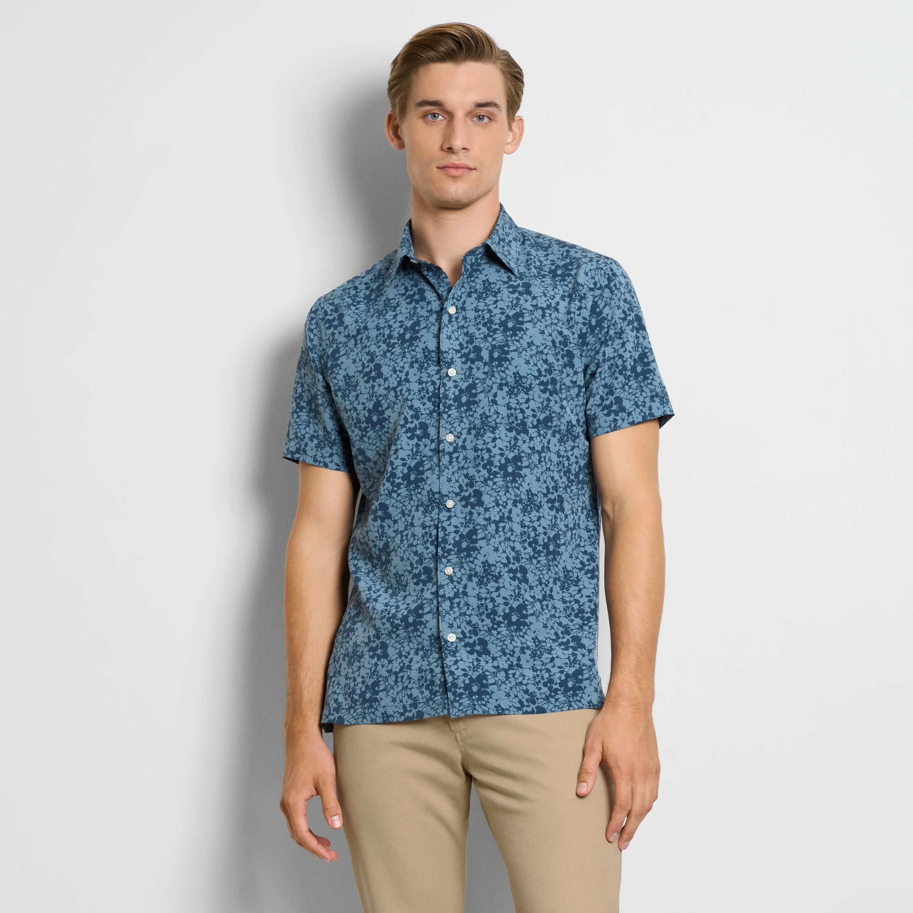 Weekend Asphalt Print Camp Shirt - Regular Fit sold by Van Heusen