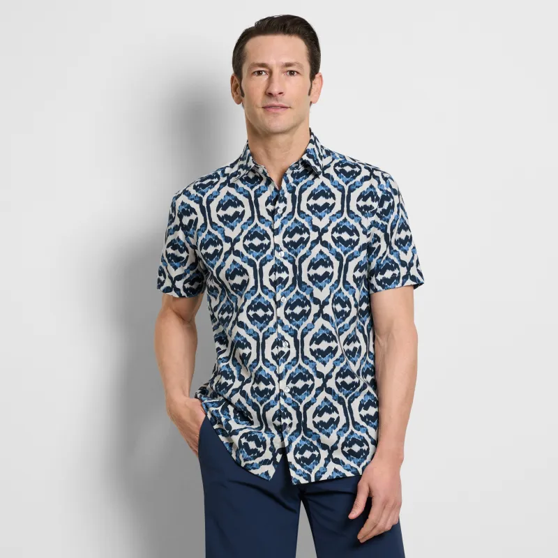 Ikat Print Texture Camp Shirt sold by Van Heusen