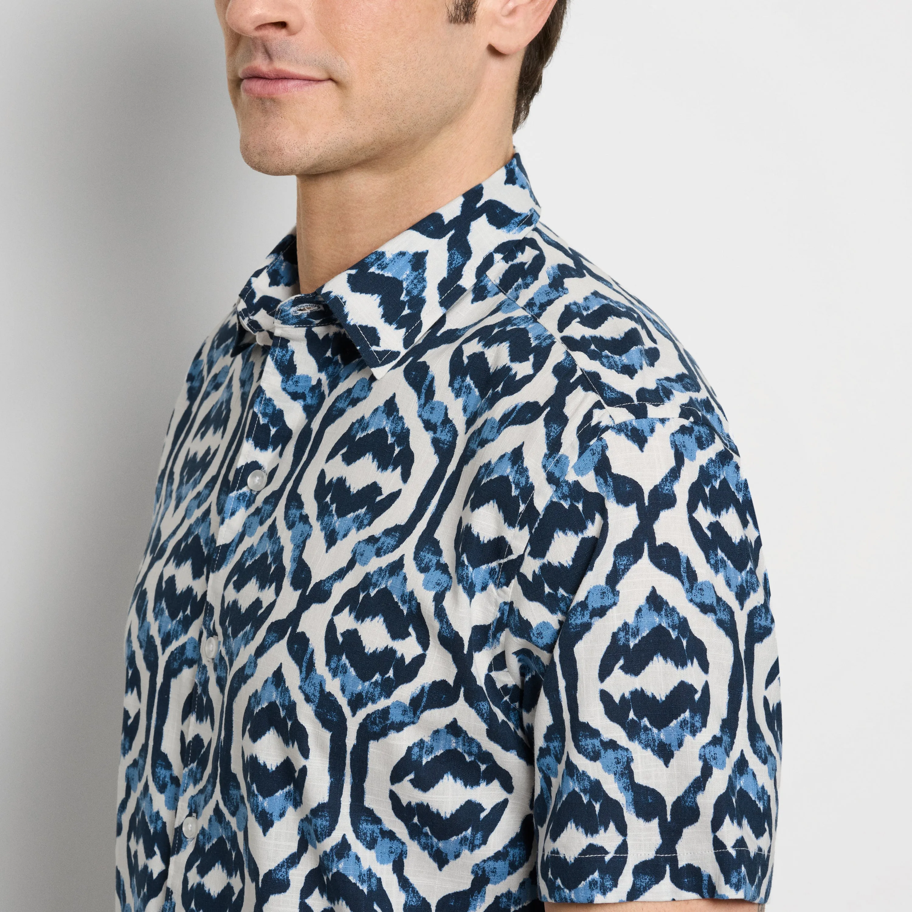 Ikat Print Texture Camp Shirt sold by Van Heusen product image thumbnail 3