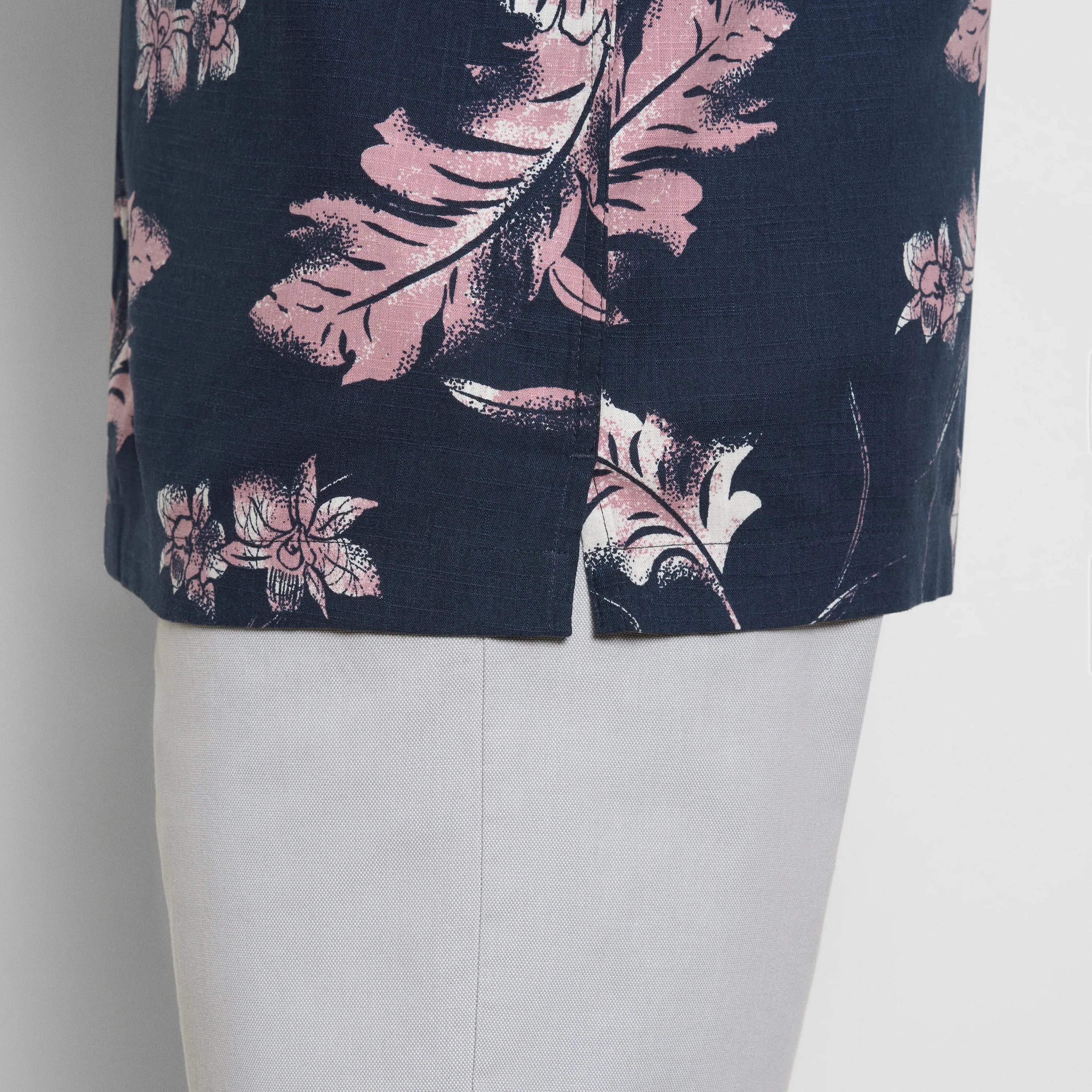 Orchid Print Texture Camp Shirt - Navy sold by Van Heusen product image thumbnail 4
