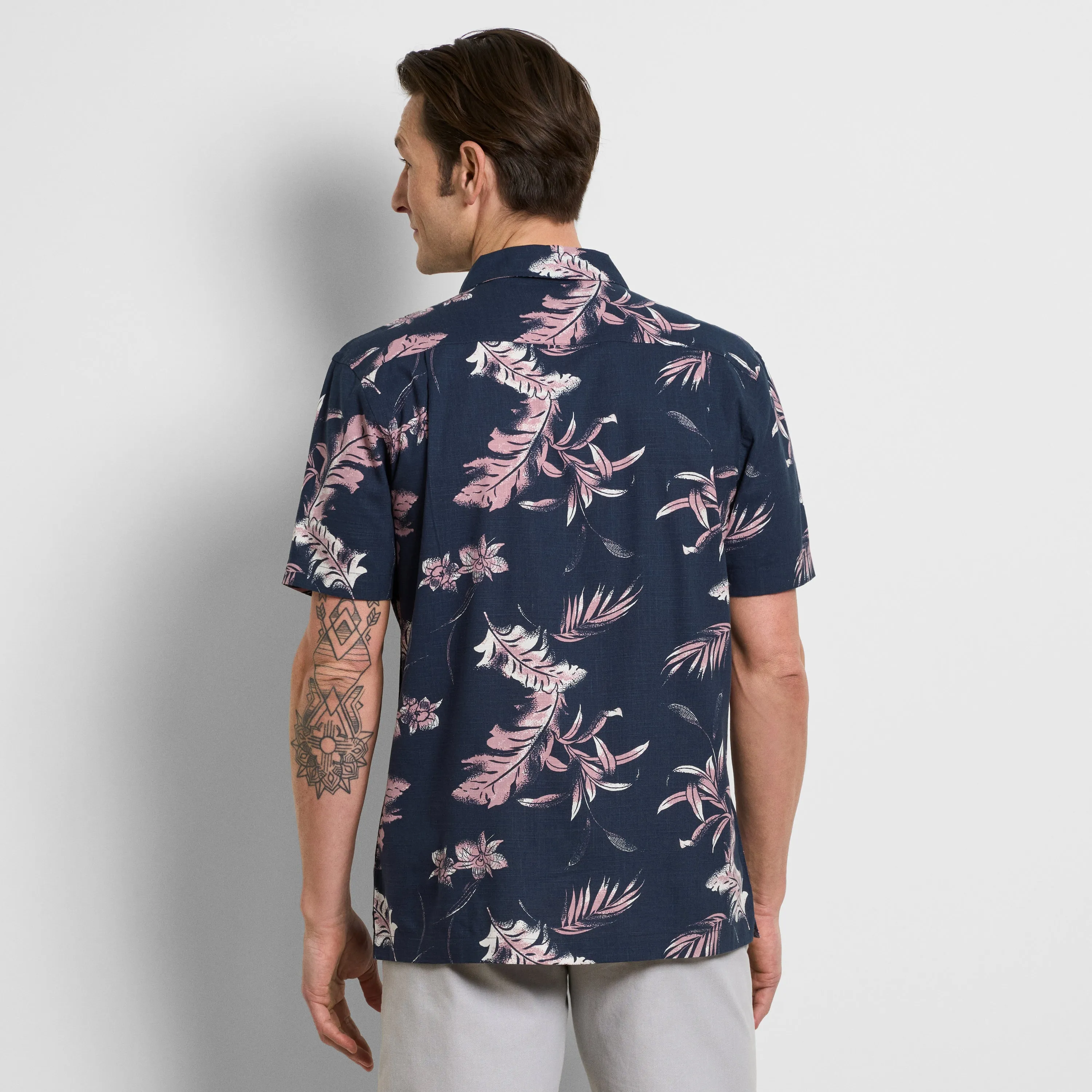 Orchid Print Texture Camp Shirt - Navy sold by Van Heusen product image thumbnail 5