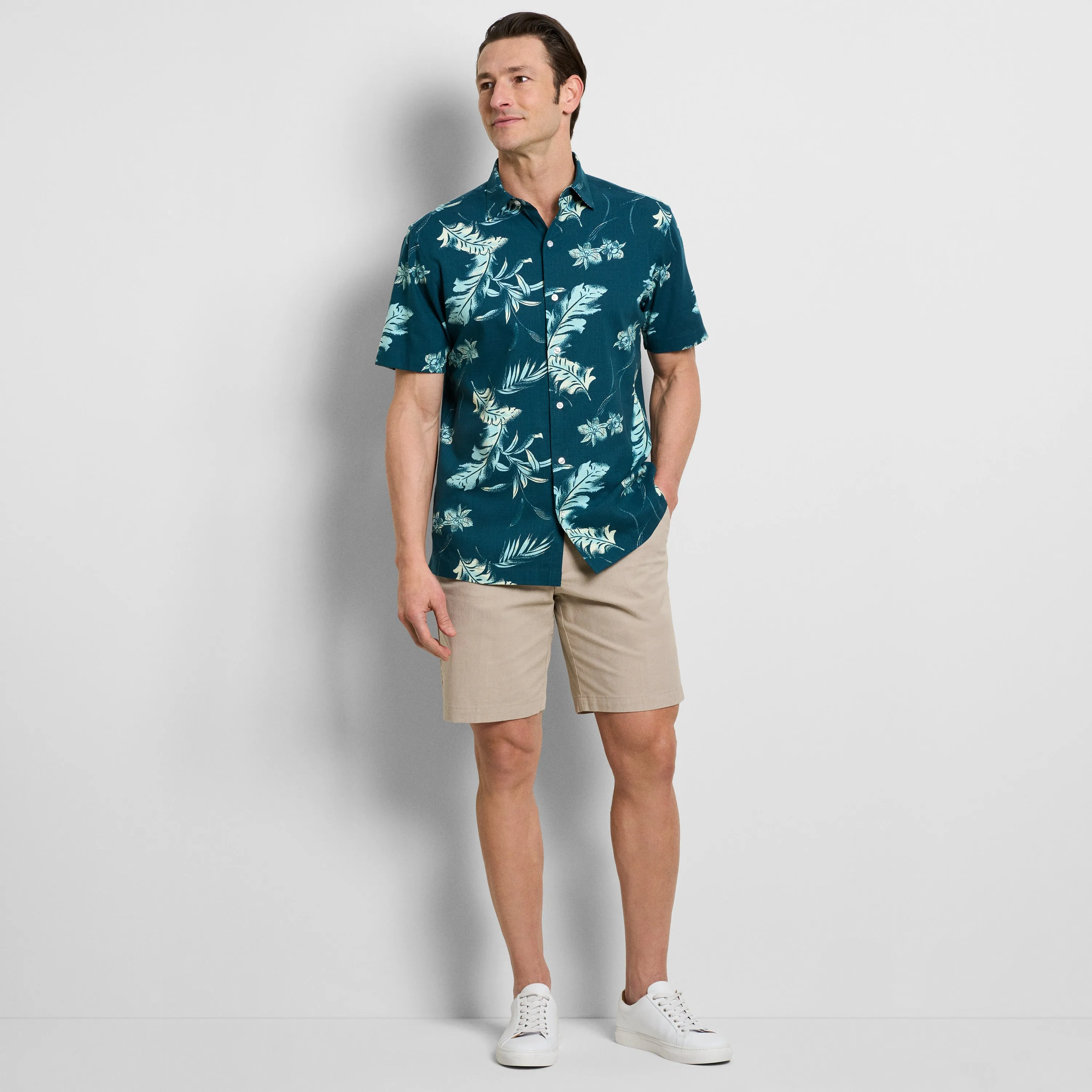 Orchid Print Texture Camp Shirt sold by Van Heusen product image thumbnail 2