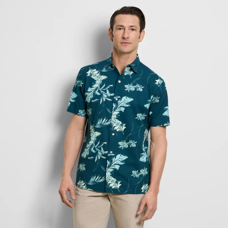 Orchid Print Texture Camp Shirt sold by Van Heusen