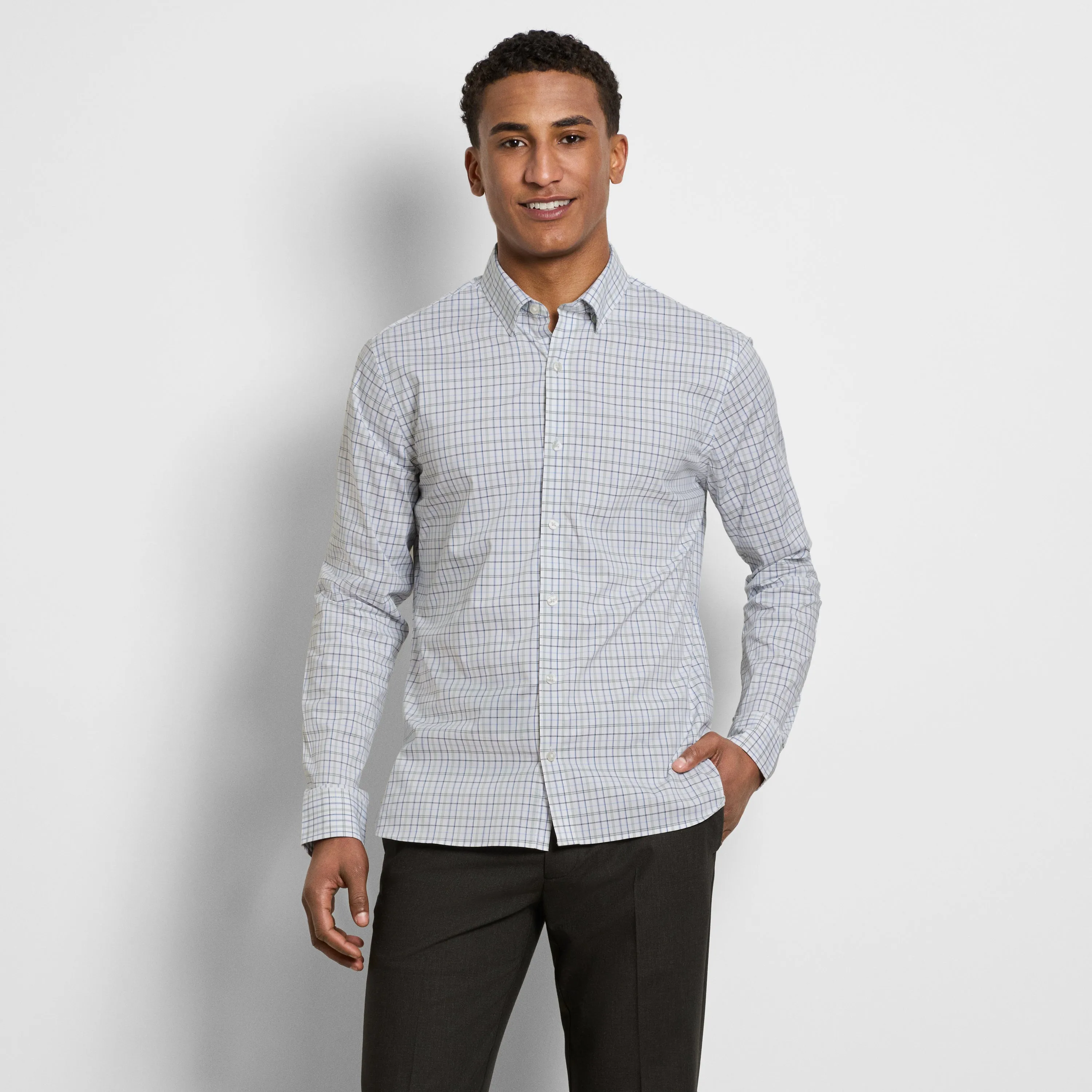 Cronbie Long Sleeve Stain Shield Shirt Open Plaid Print - Slim Fit sold by Van Heusen