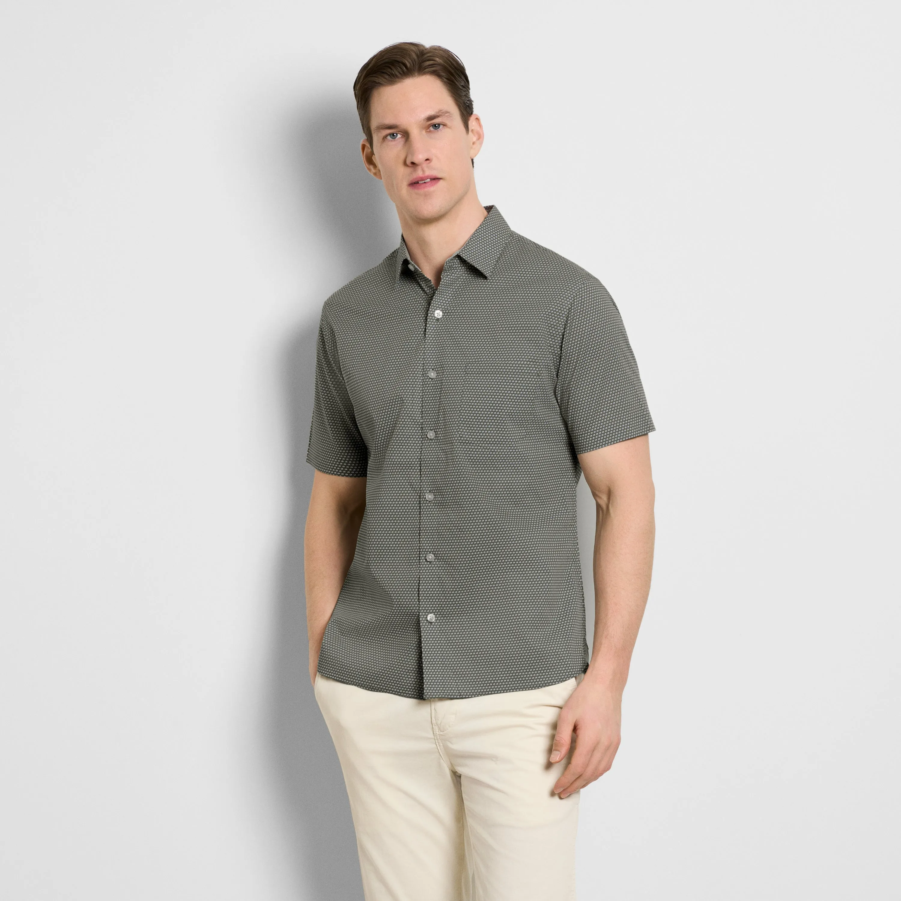 Folsen Short Sleeve Stain Shield Shirt Little Geo Print - Slim Fit sold by Van Heusen