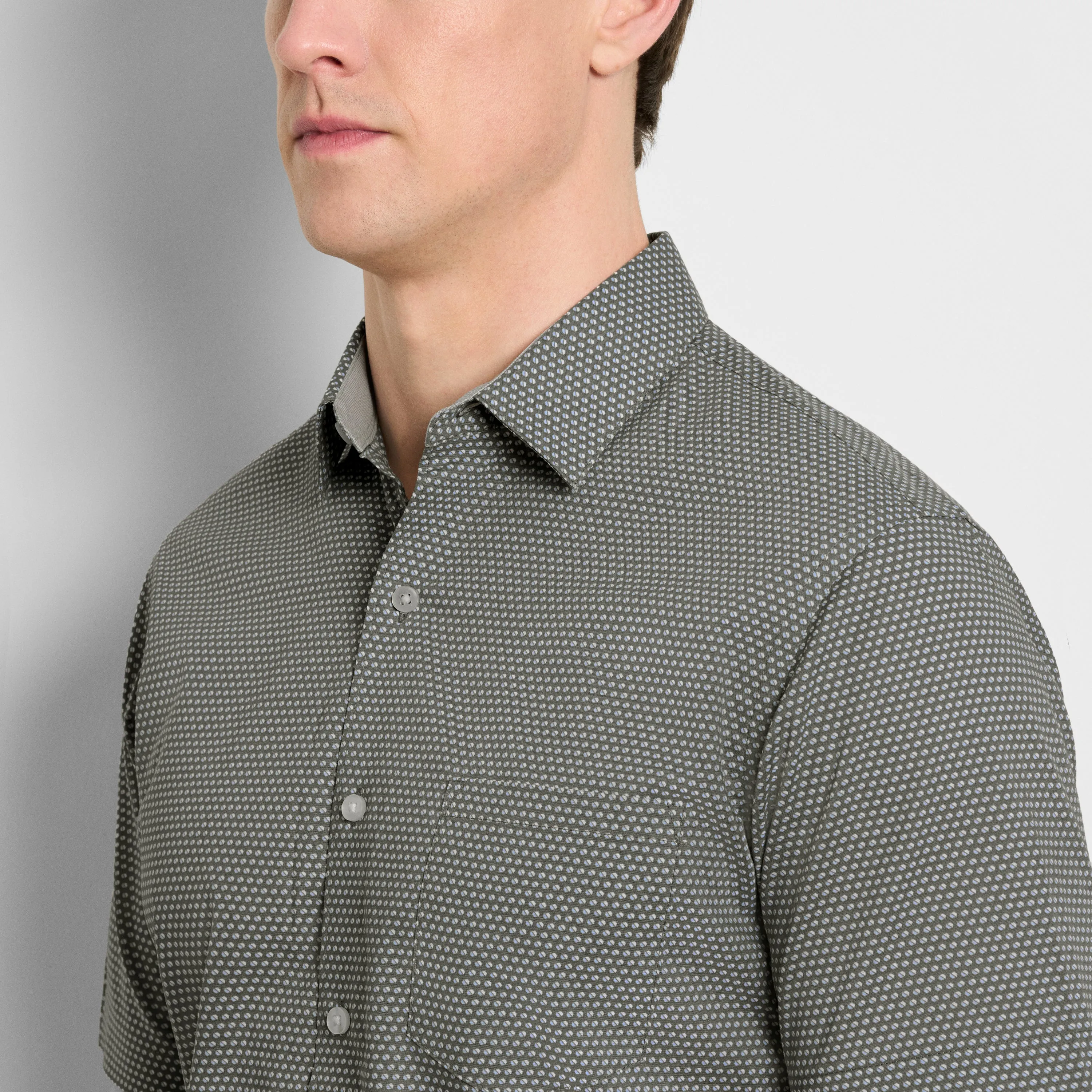 Folsen Short Sleeve Stain Shield Shirt Little Geo Print - Slim Fit sold by Van Heusen product image thumbnail 4