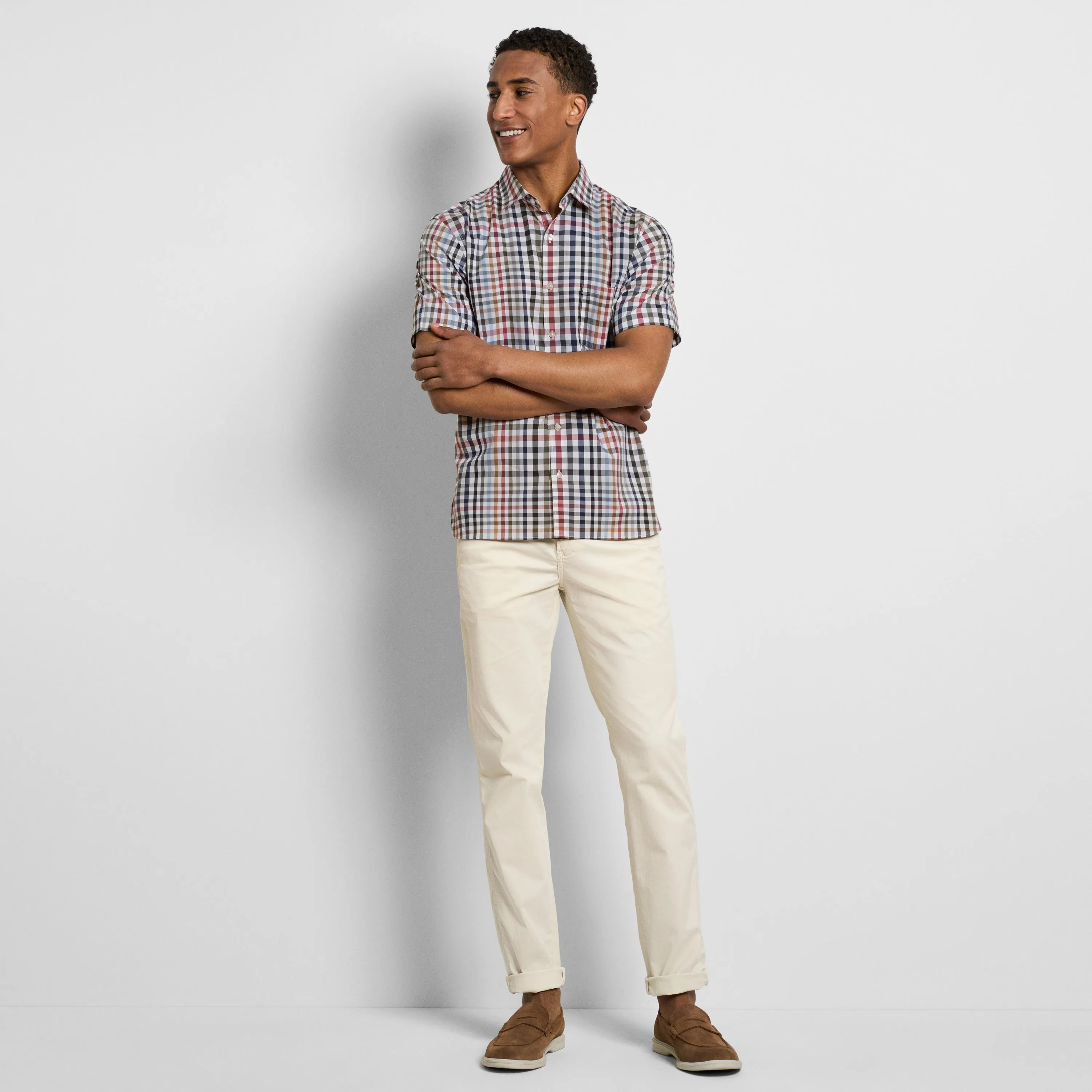 Folsen Short Sleeve Stain Shield Tattersall Print - Slim Fit sold by Van Heusen product image thumbnail 2