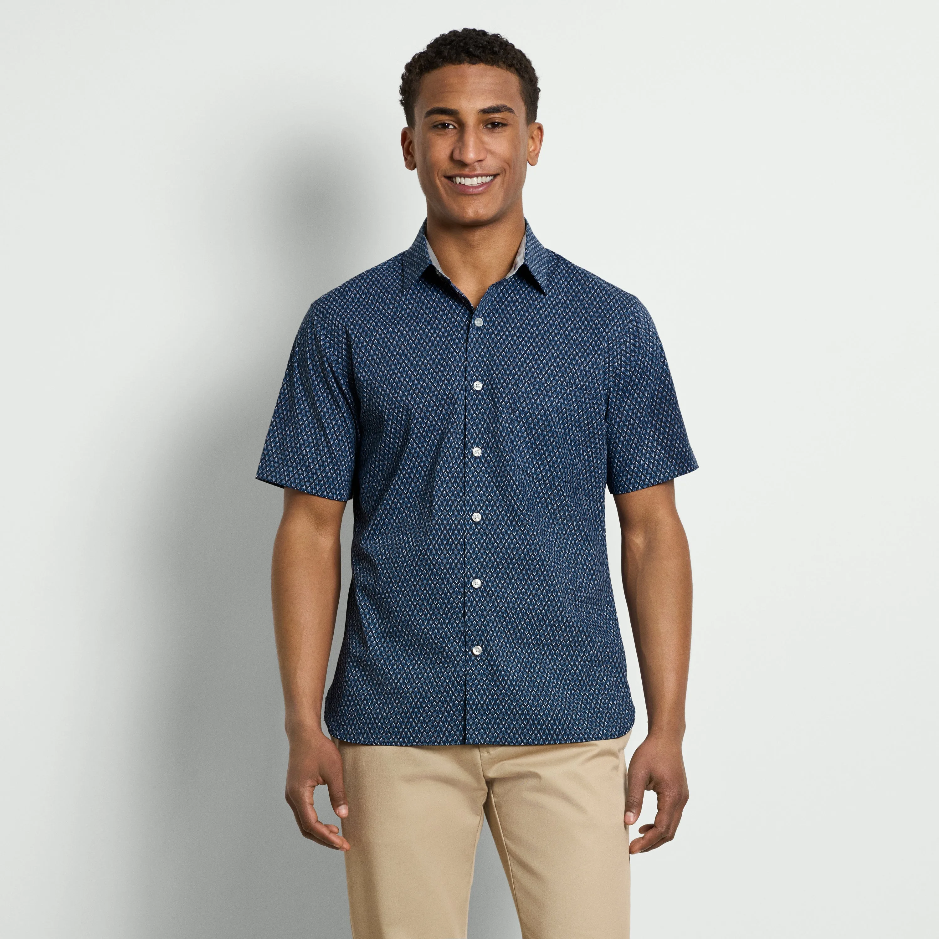 Folsen Short Sleeve Stain Shield Shirt Leaf Print - Slim Fit sold by Van Heusen