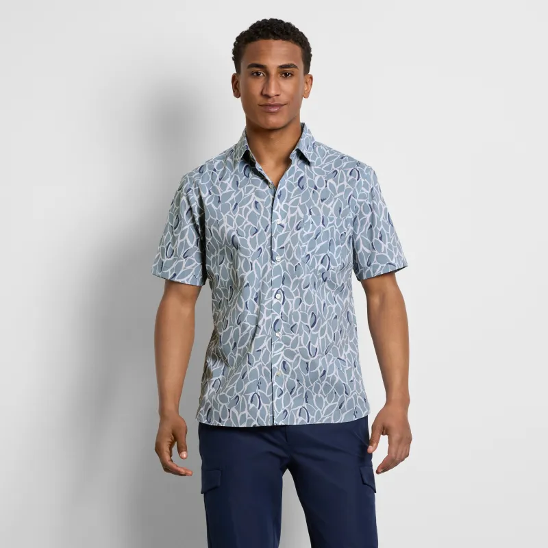 Folsen Short Sleeve Stain Shield Shirt Bold Leaf Print - Slim Fit sold by Van Heusen