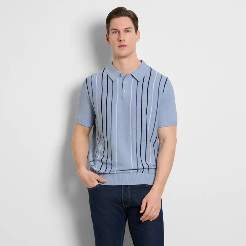 Temp Control Sweater Degrade Stripe Short Sleeve Polo sold by Van Heusen