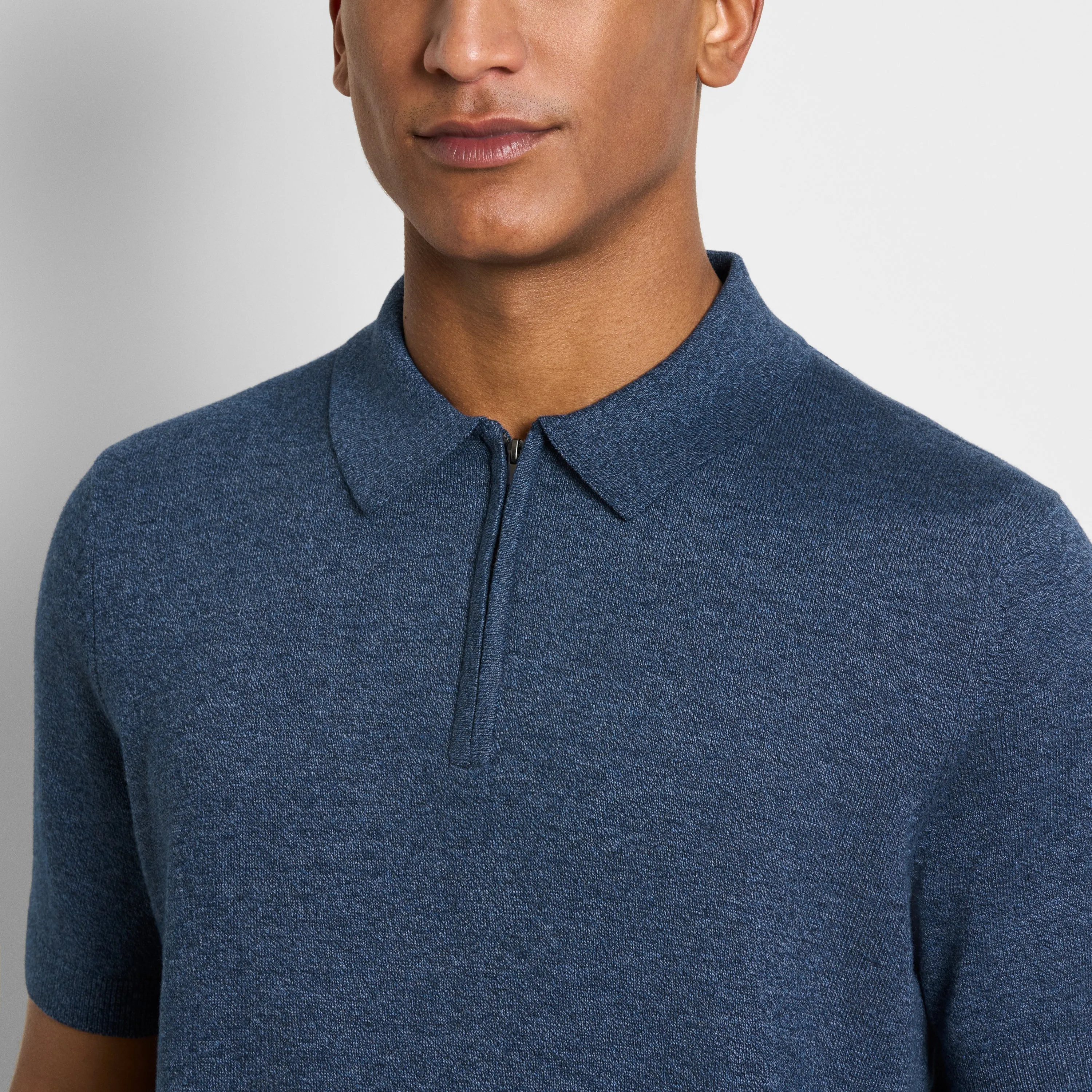 Temp Control Marled Short Sleeve Zip Polo sold by Van Heusen product image thumbnail 3