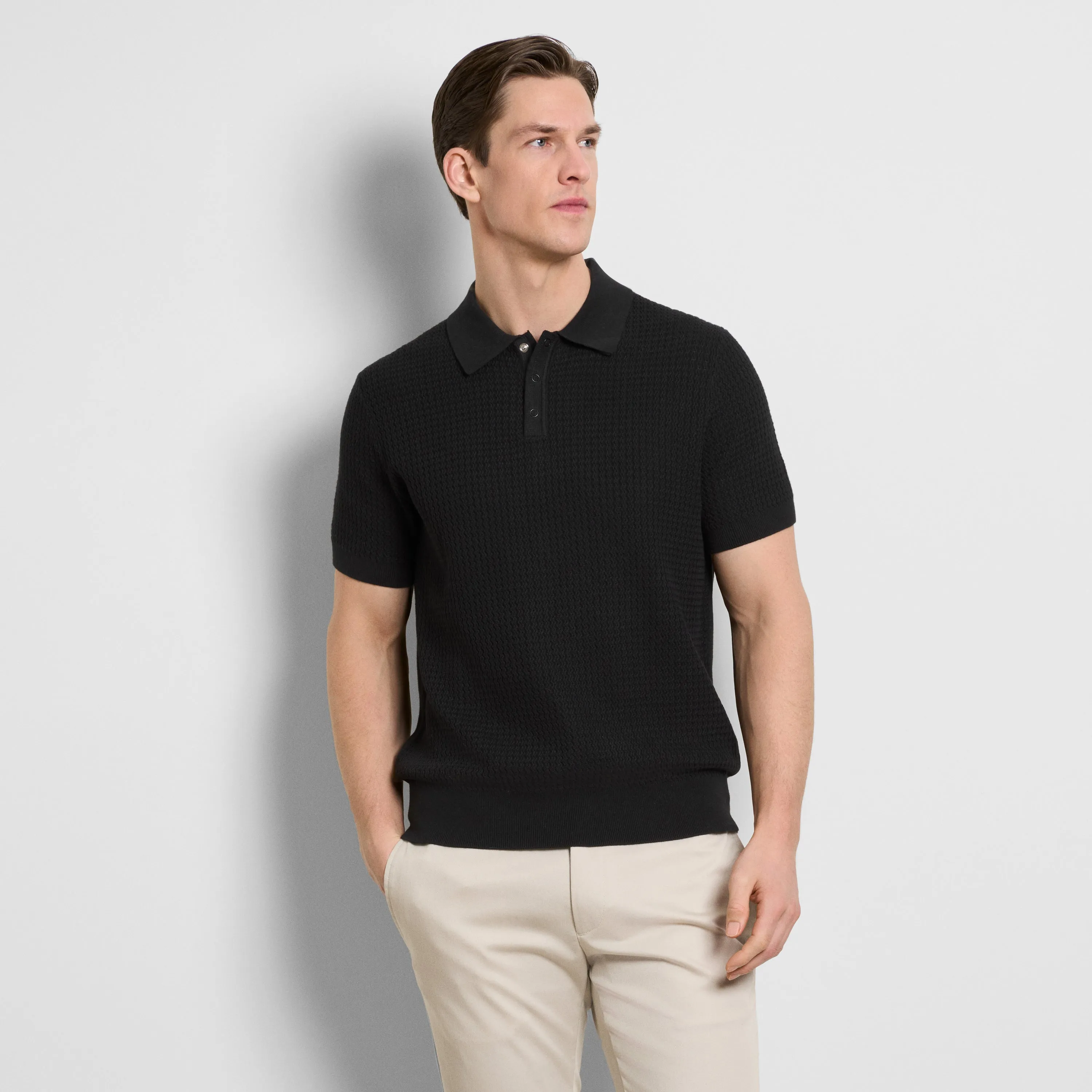 Temp Control Texture Short Sleeve Snap Polo sold by Van Heusen