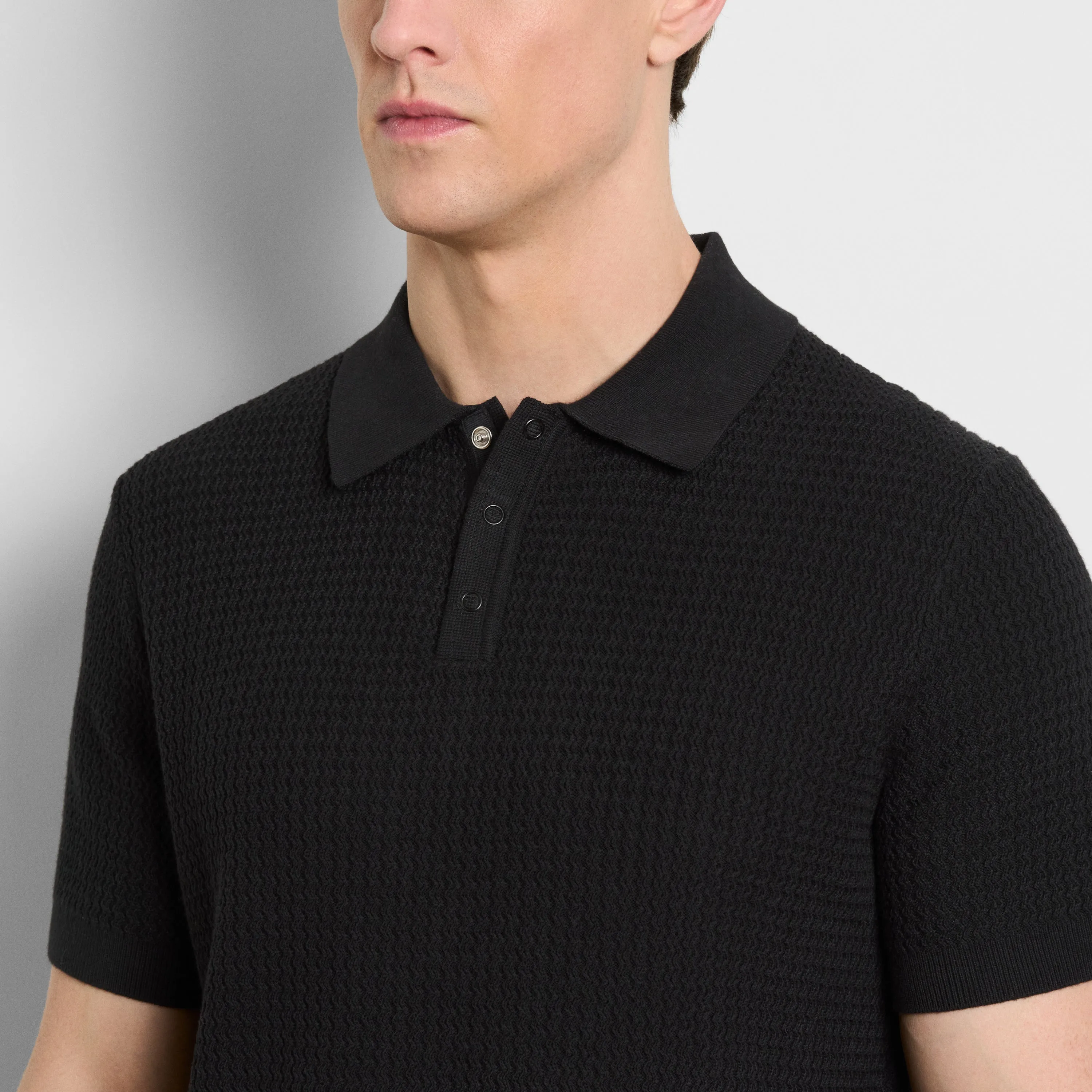 Temp Control Texture Short Sleeve Snap Polo sold by Van Heusen product image thumbnail 3
