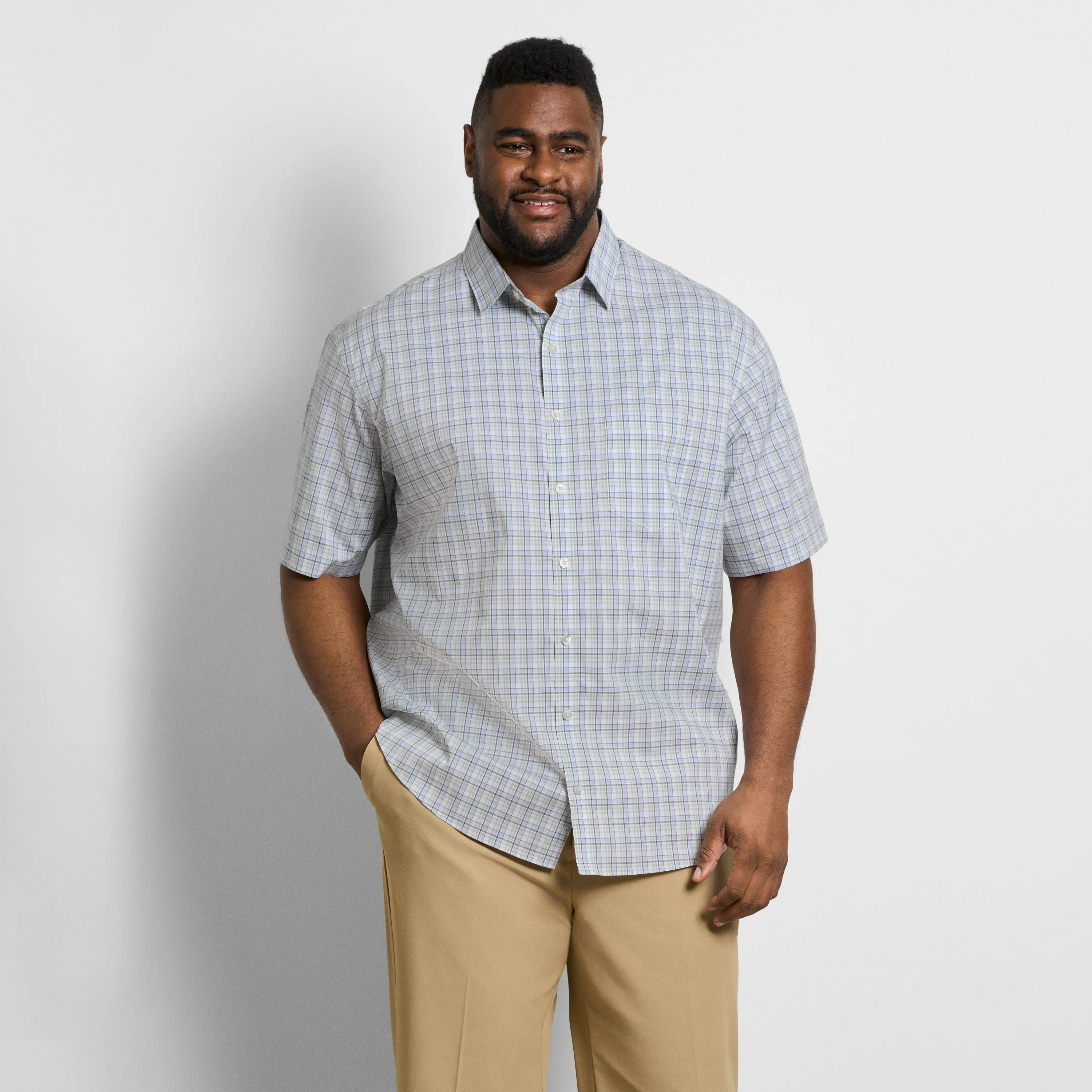 Folsen Short Sleeve Stain Shield Shirt Plaid Print - Big & Tall sold by Van Heusen