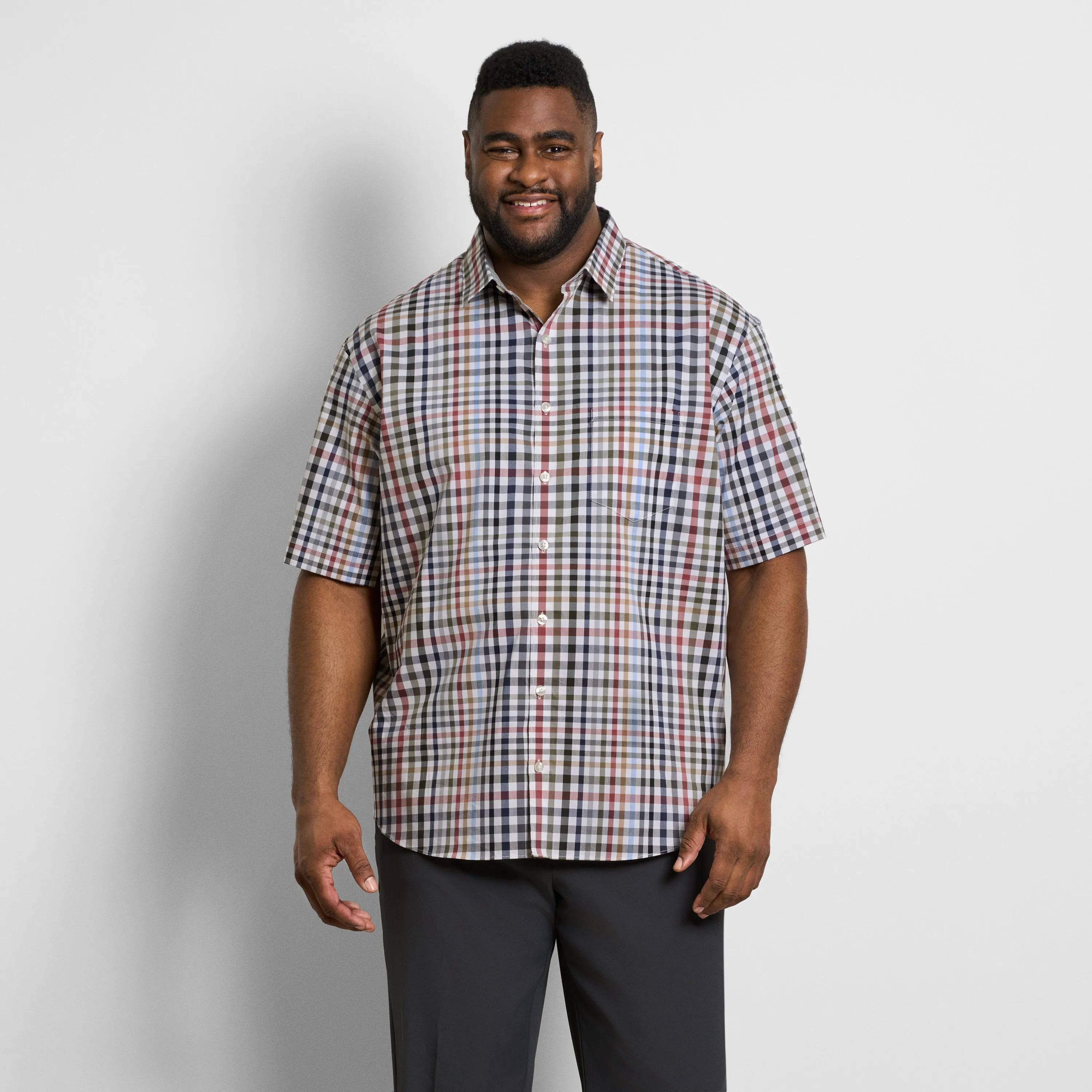 Folsen Short Sleeve Stain Shield Shirt Tattersall Print - Big & Tall sold by Van Heusen