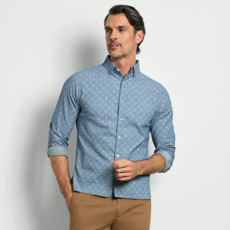 Cronbie Long Sleeve Indigo Shirt Foulard Print - Slim Fit sold by Van Heusen