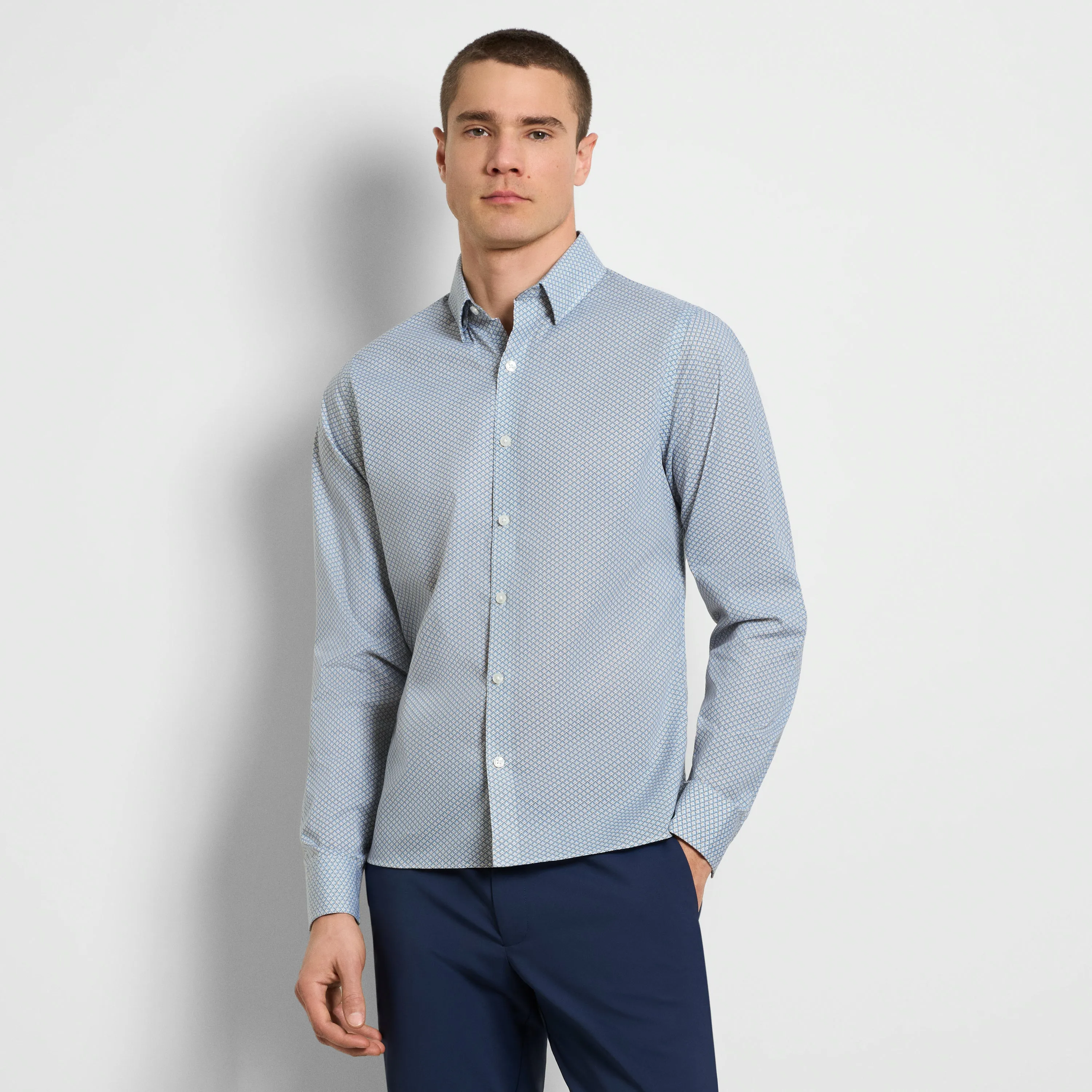 Cronbie Long Sleeve Stain Shield Shirt Mountain Print - Slim Fit sold by Van Heusen