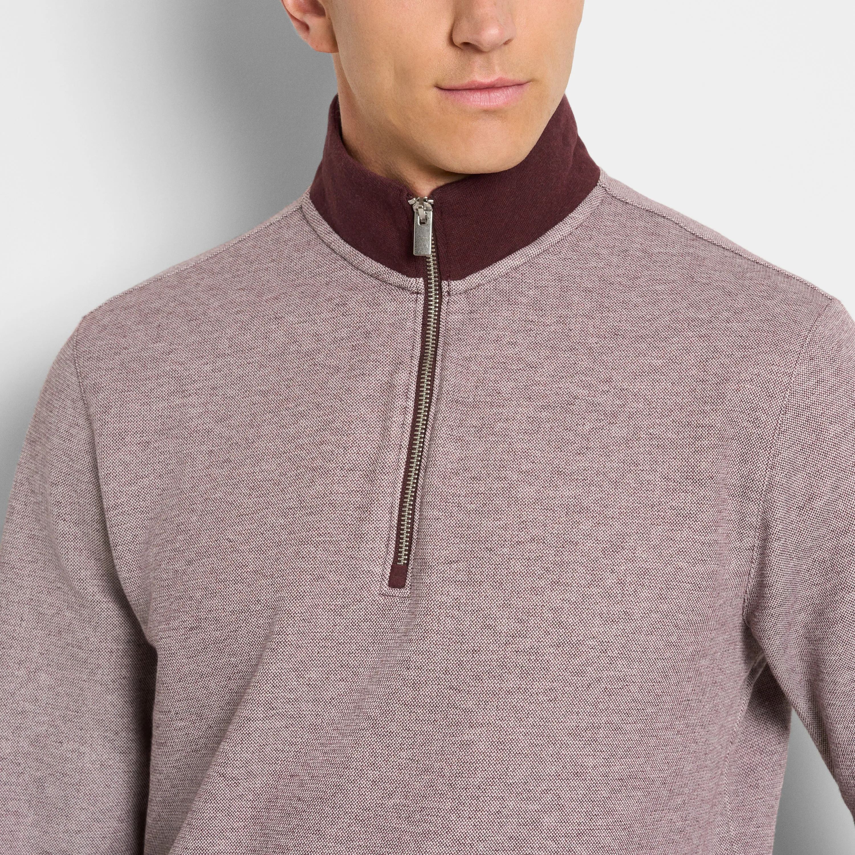 Essential Quarter Zip Pique Long Sleeve Sweater Fleece sold by Van Heusen product image thumbnail 3