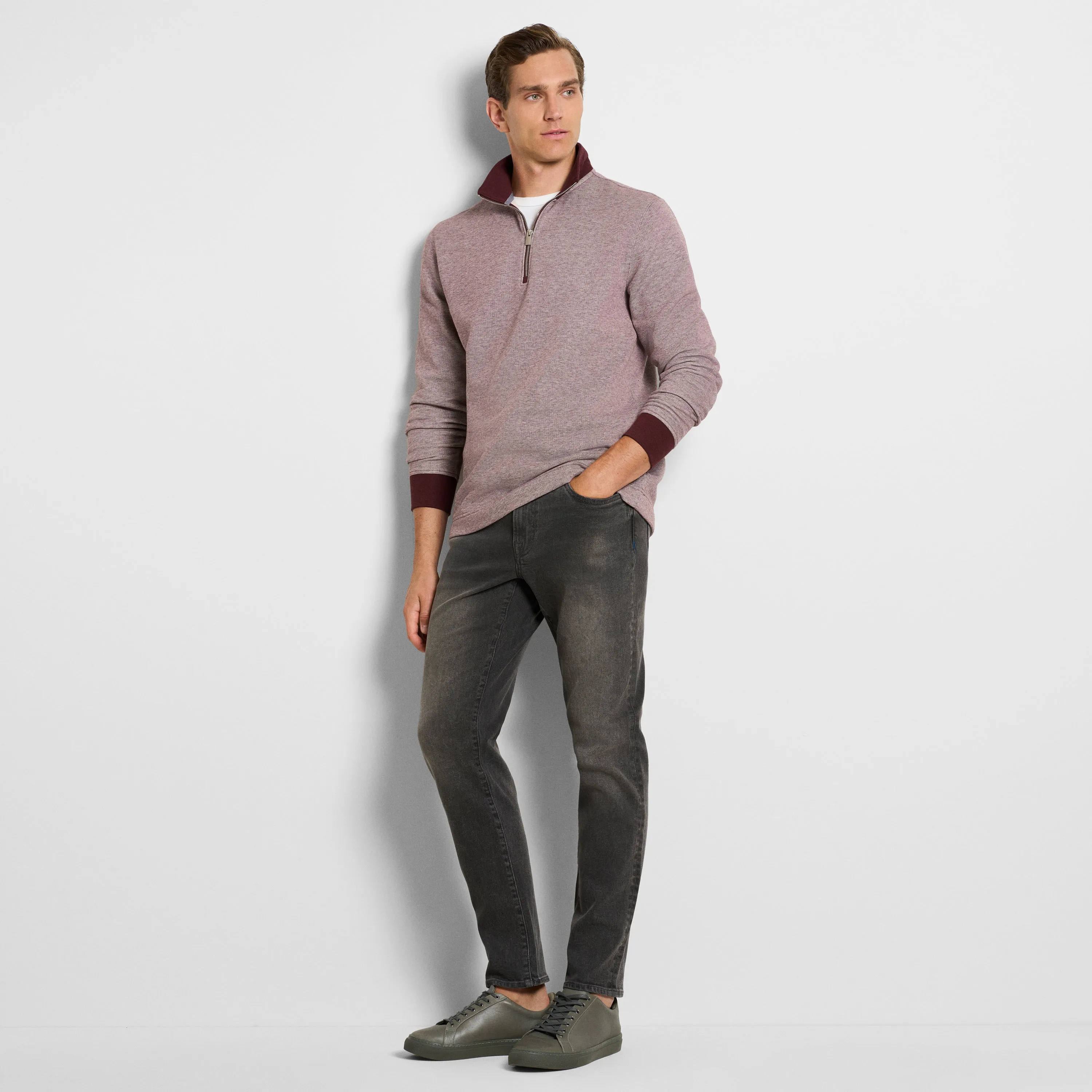 Essential Quarter Zip Pique Long Sleeve Sweater Fleece sold by Van Heusen product image thumbnail 2