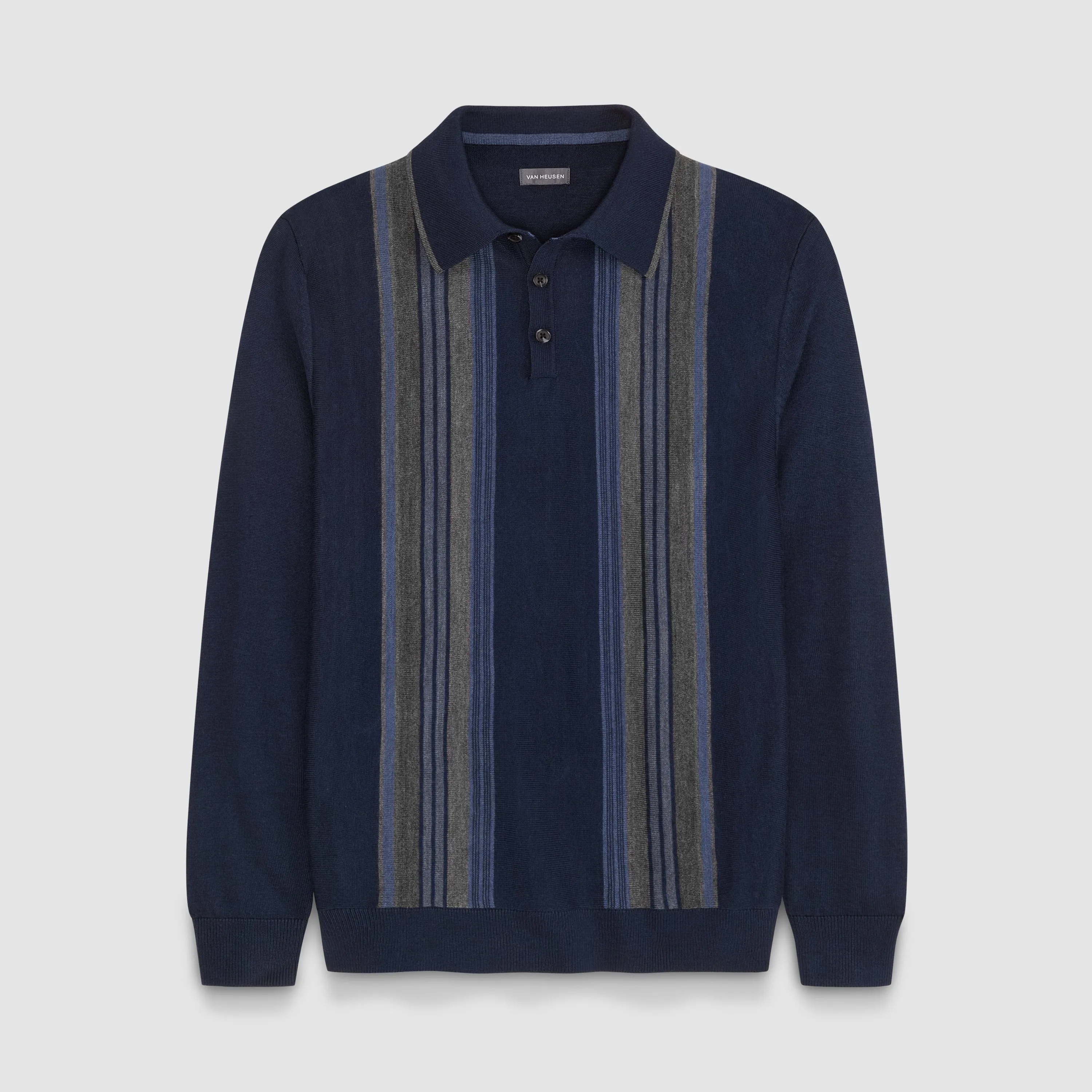 Essential Vertical Stripe Long Sleeve Sweater Polo sold by Van Heusen product image thumbnail 5