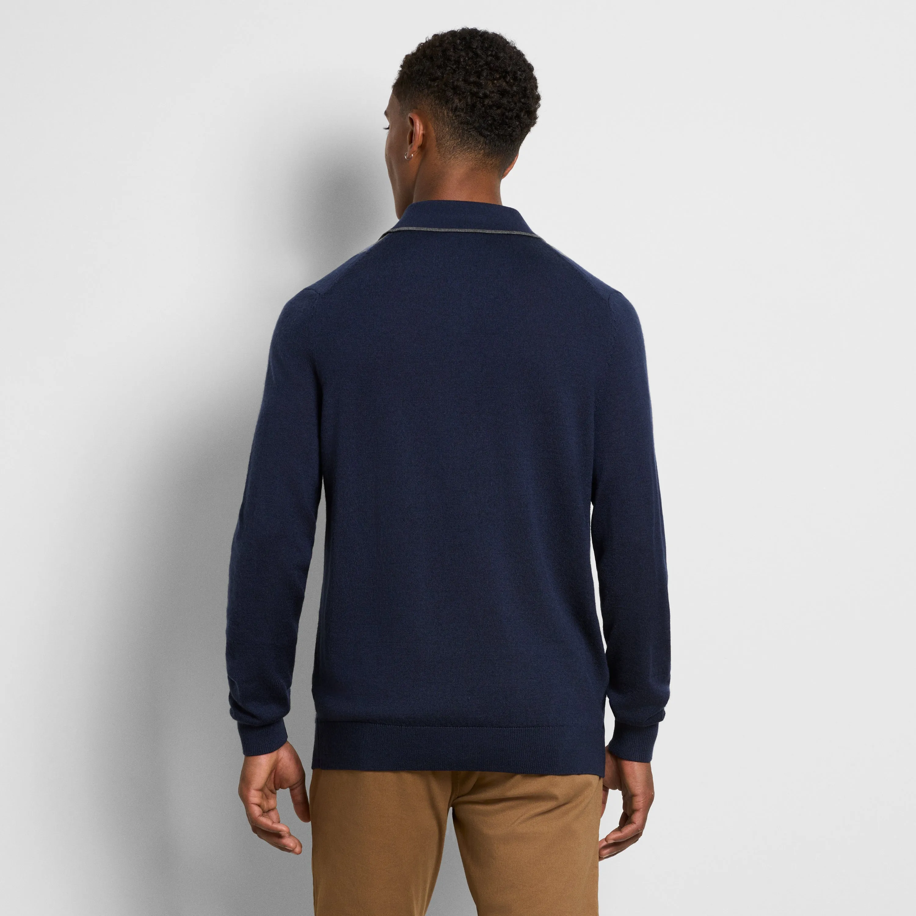 Essential Vertical Stripe Long Sleeve Sweater Polo sold by Van Heusen product image thumbnail 3