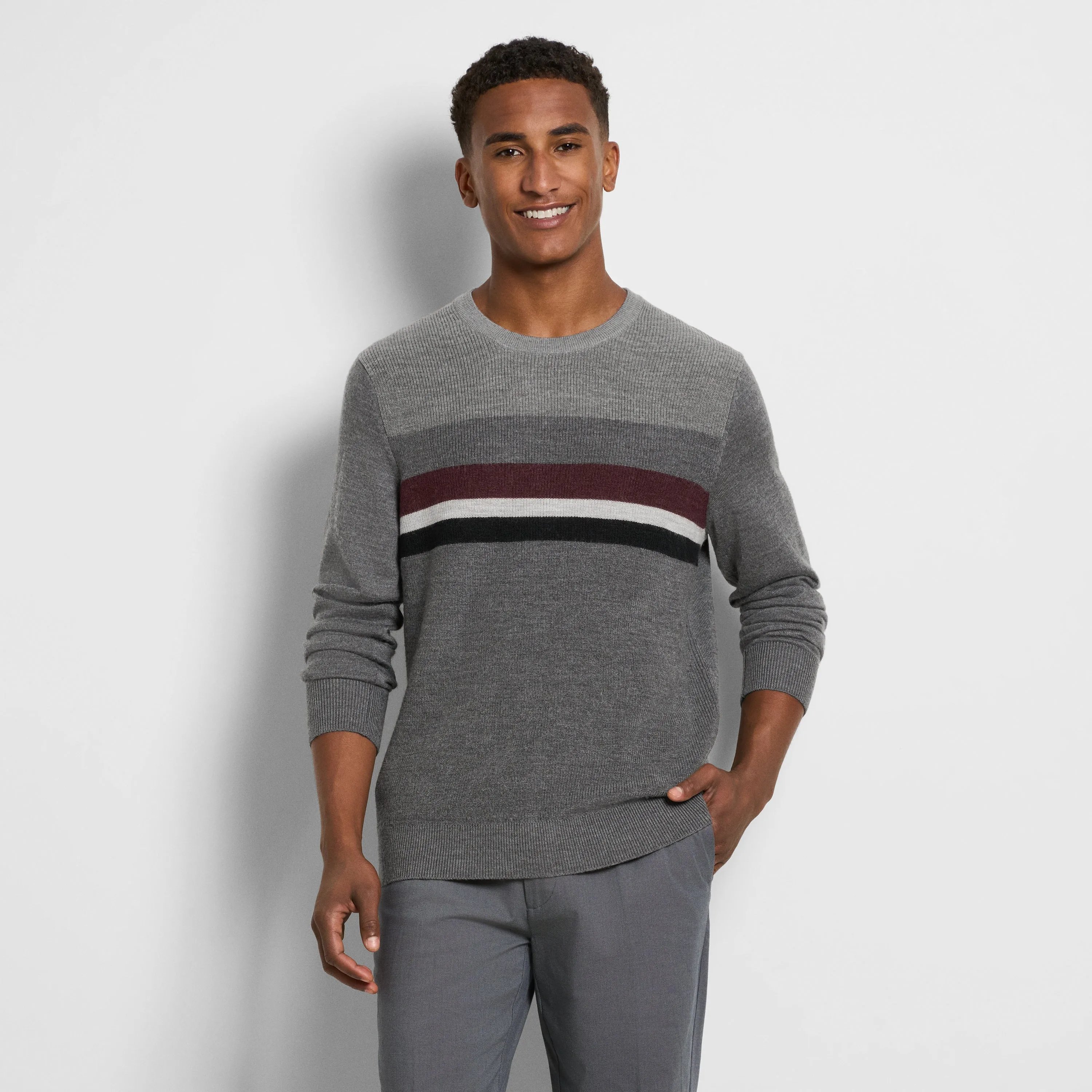 Essential Ski Stripe Long Sleeve Crewneck Sweater sold by Van Heusen