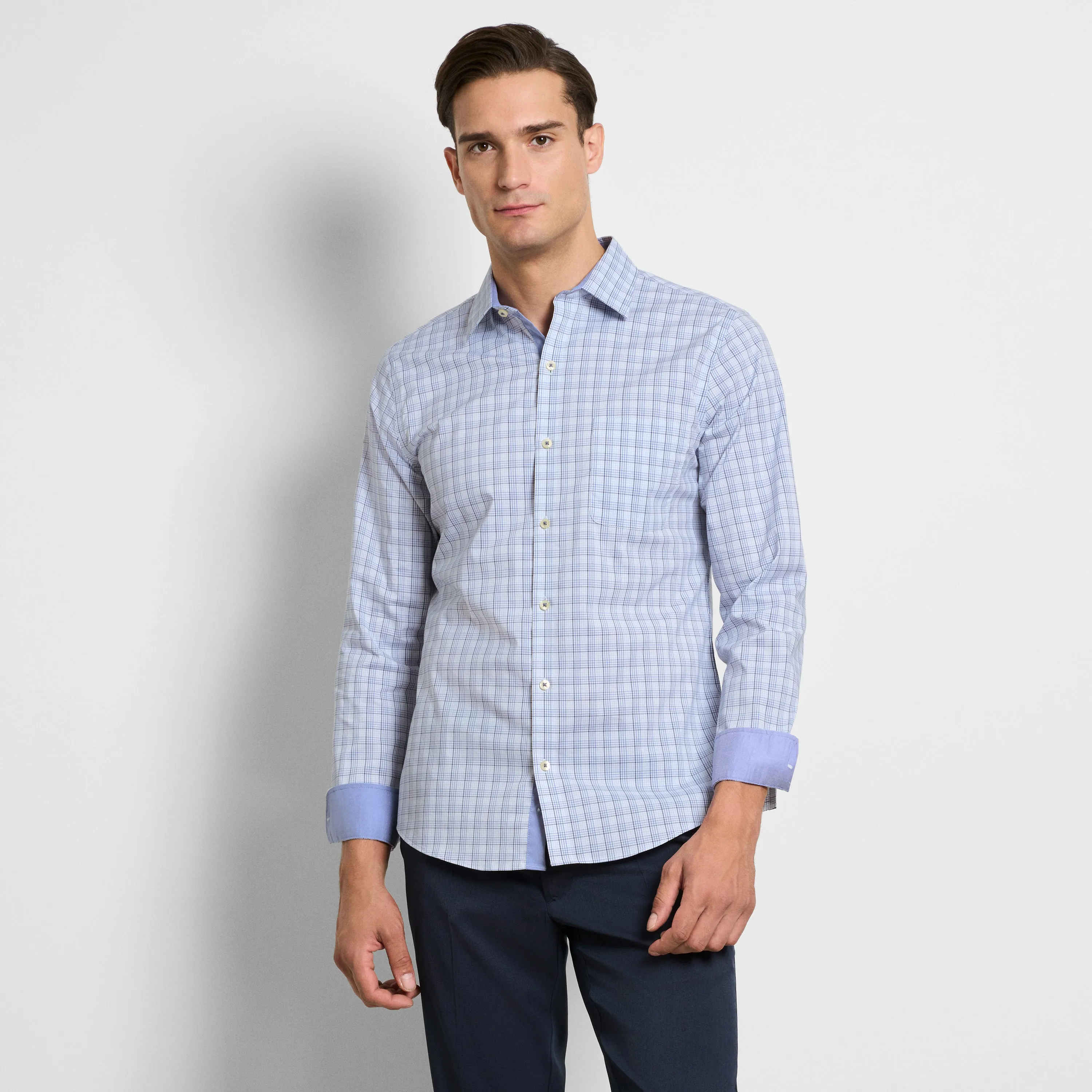 Originals Tattersall Print Long Sleeve Shirt - Slim Fit sold by Van Heusen