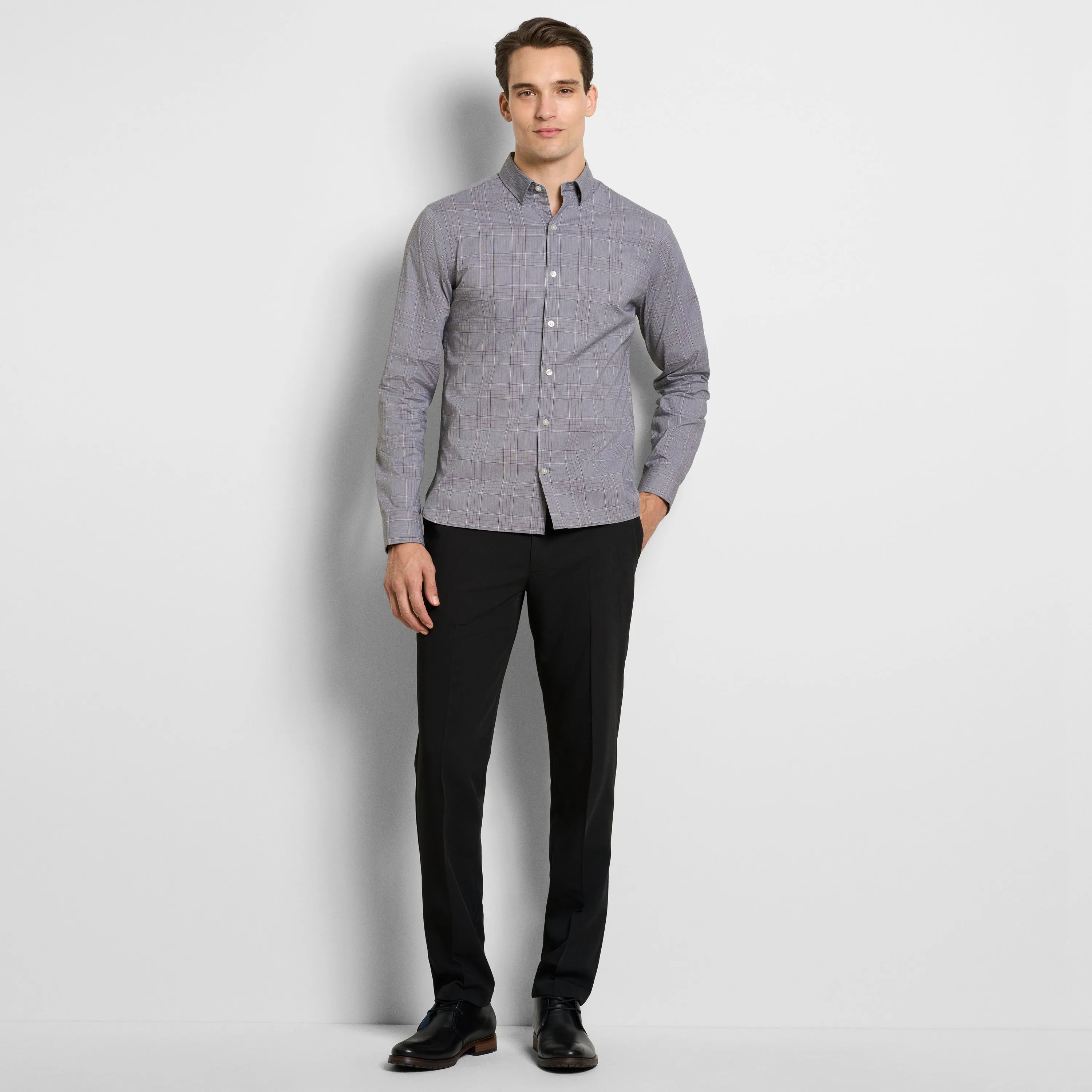 Cronbie Everyday Defense Stain Shield End on End Plaid Long Sleeve Shirt - Slim Fit sold by Van Heusen product image thumbnail 2