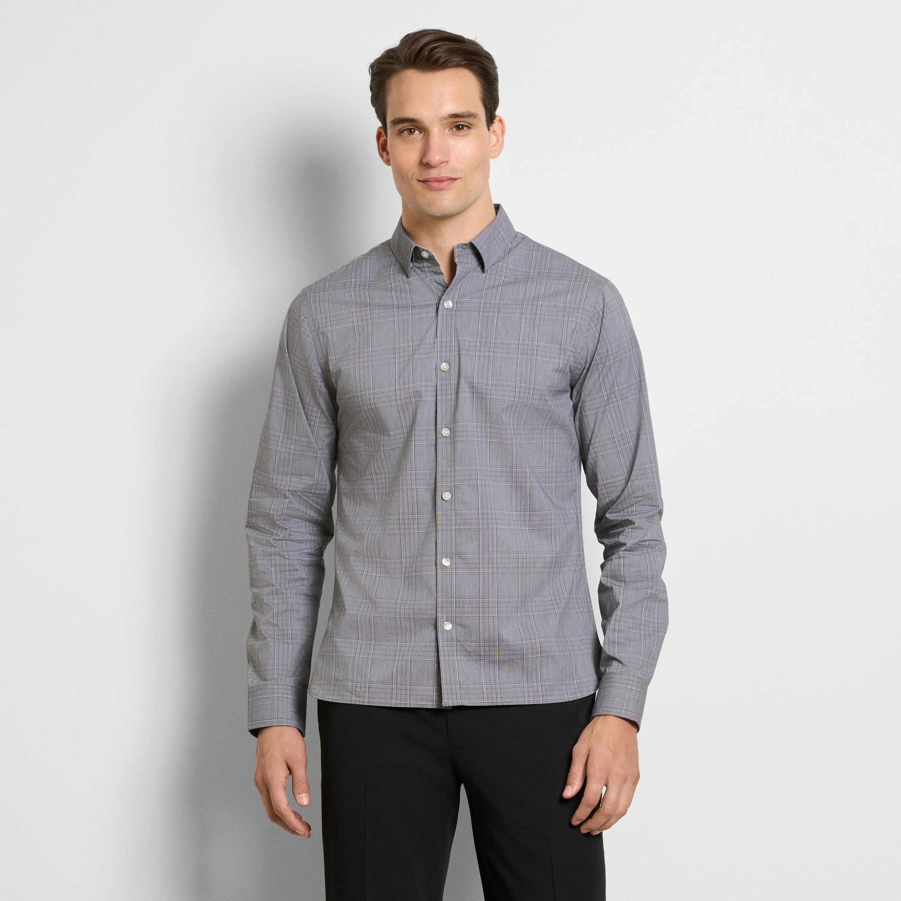 Cronbie Everyday Defense Stain Shield End on End Plaid Long Sleeve Shirt - Slim Fit sold by Van Heusen