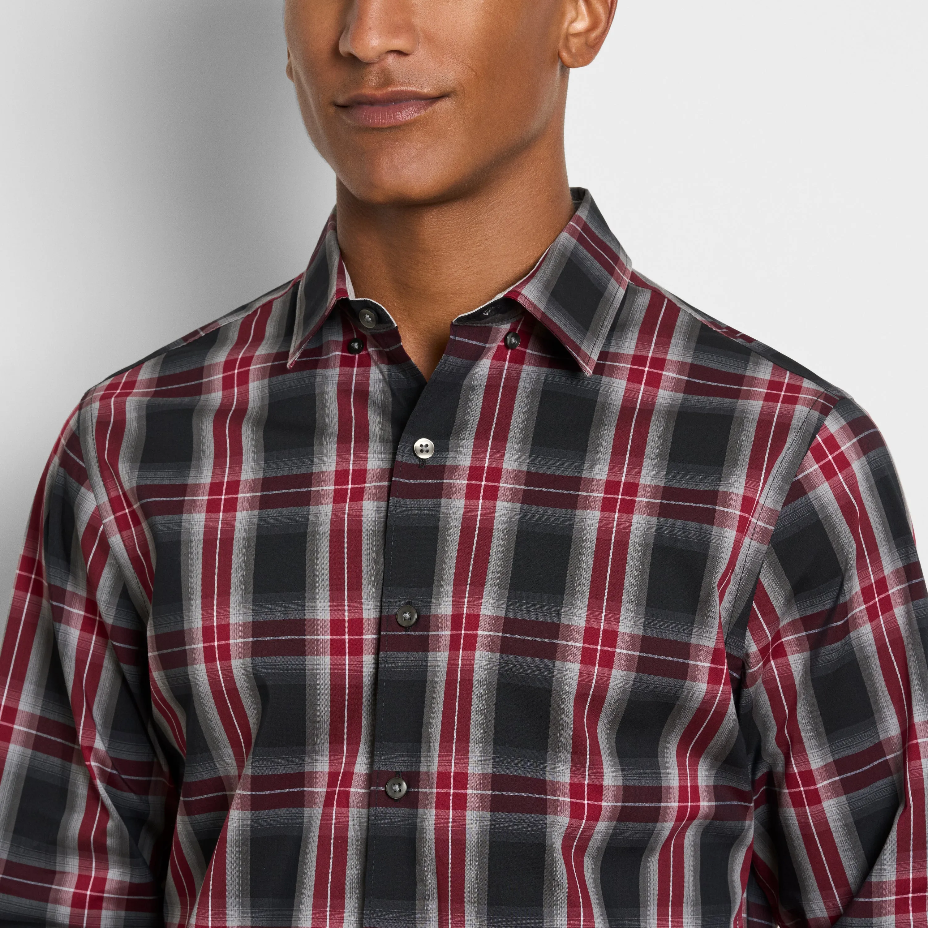 Cronbie Everyday Defense Stain Shield Fave Plaid Print Long Sleeve Shirt - Slim Fit sold by Van Heusen product image thumbnail 3