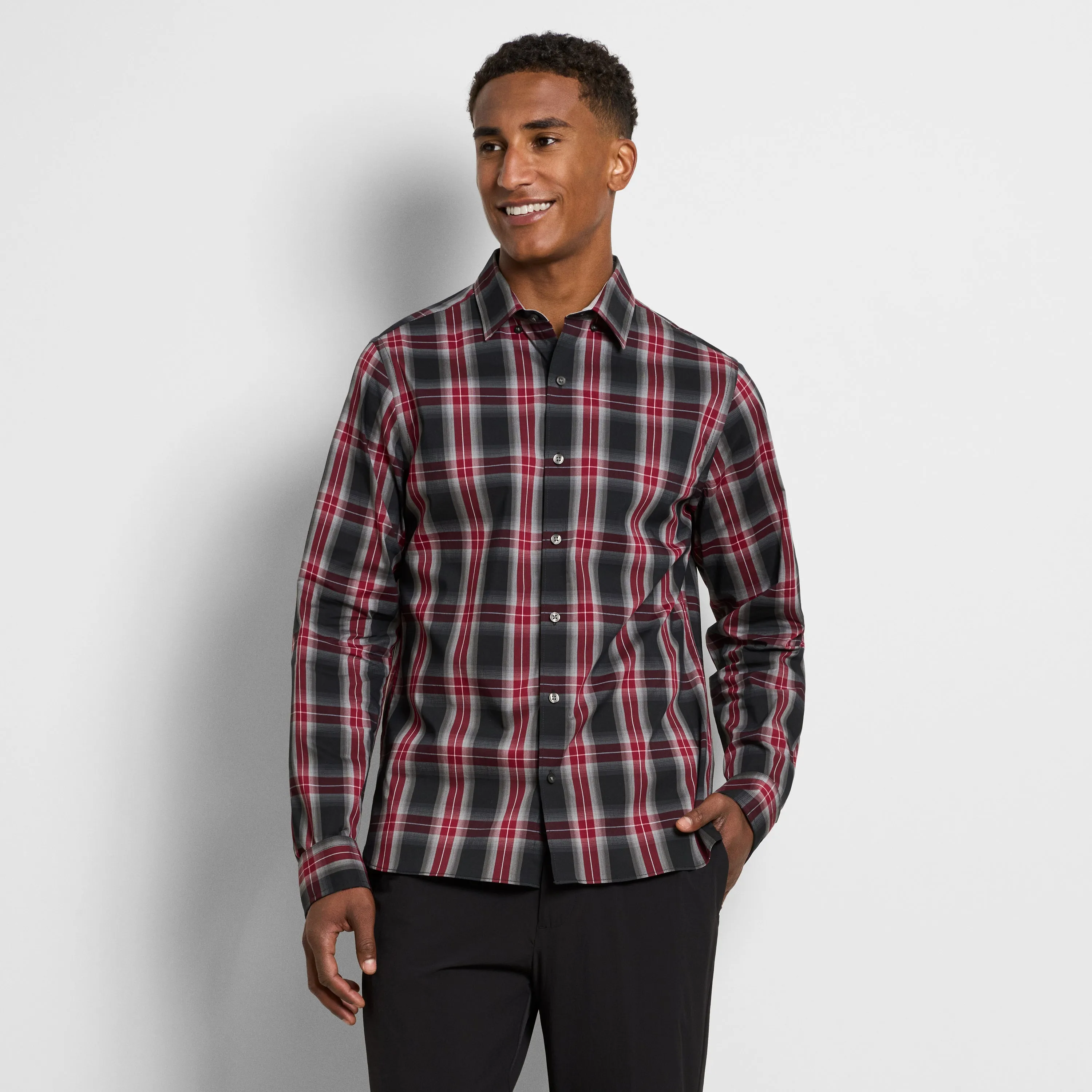 Cronbie Everyday Defense Stain Shield Fave Plaid Print Long Sleeve Shirt - Slim Fit sold by Van Heusen
