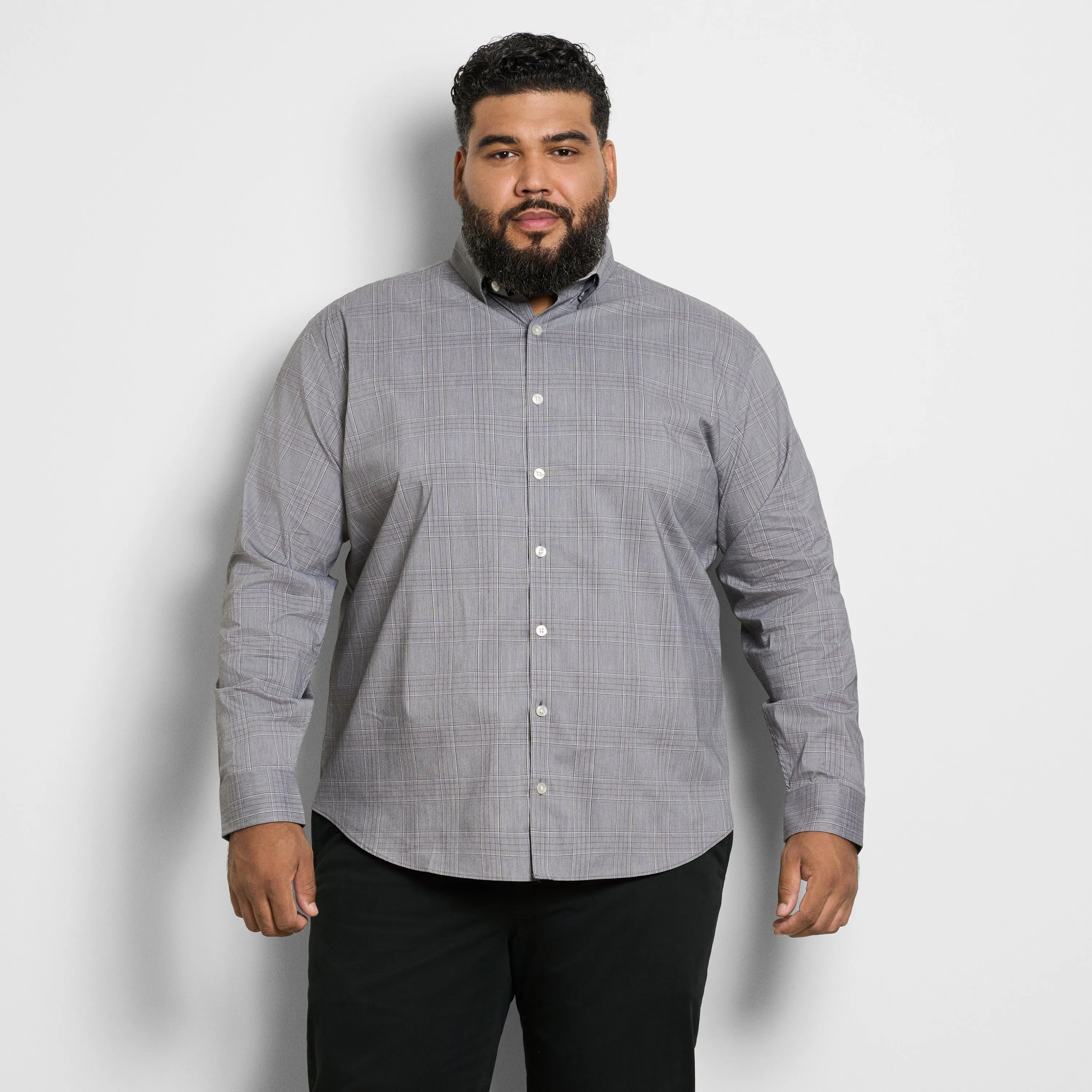 Cronbie Long Sleeve Everyday Defense Stain Shield Shirt End on End Plaid Print - Big & Tall sold by Van Heusen