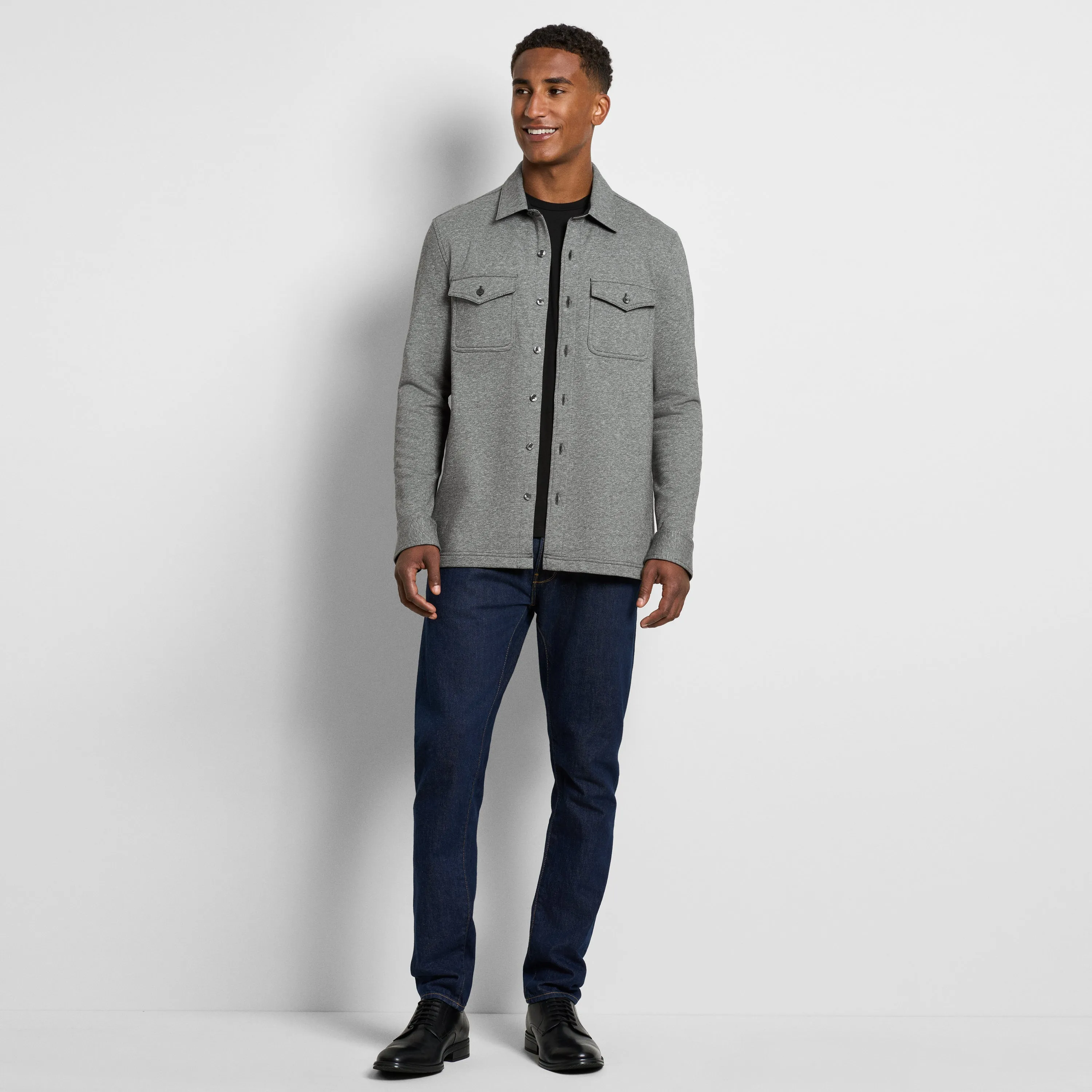 Essential Fleece Knit Long Sleeve Shirt Jacket sold by Van Heusen product image thumbnail 2