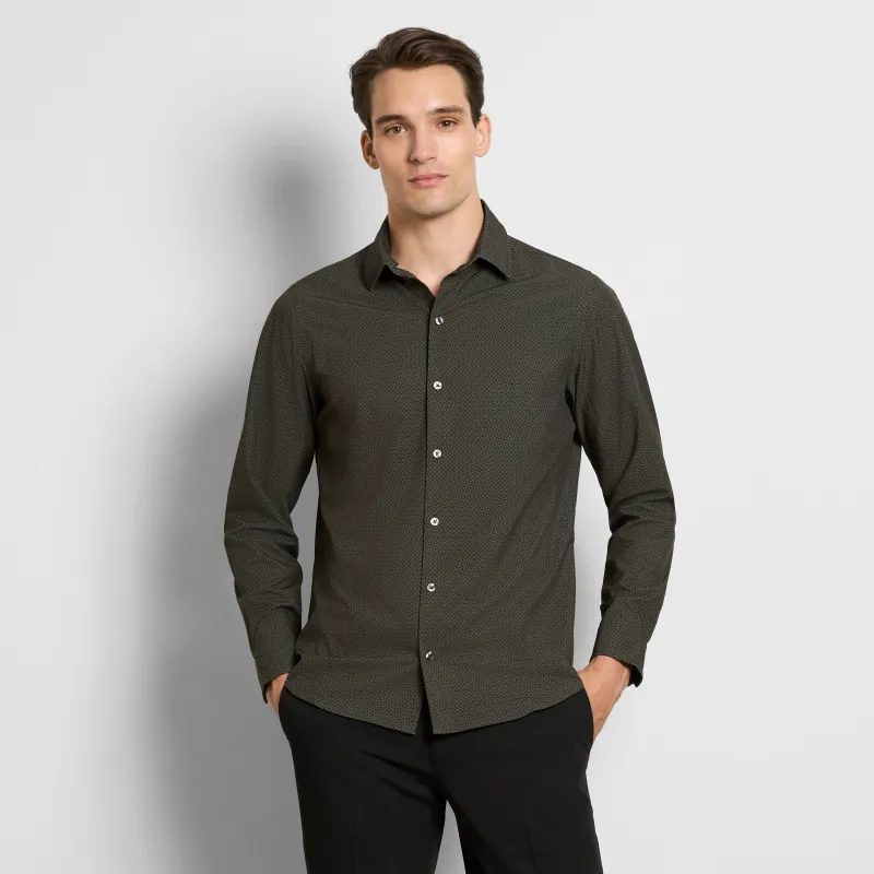 Performance All-Way Stretch Geo Print Long Sleeve Shirt - Slim Fit sold by Van Heusen