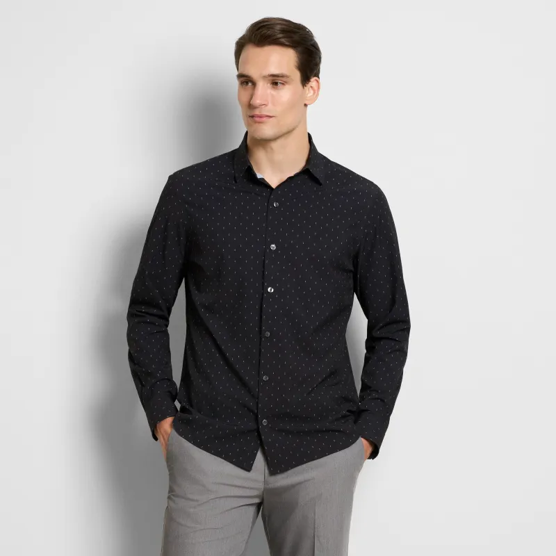 Performance All-Way Stretch Dot Print Long Sleeve Shirt - Slim Fit sold by Van Heusen