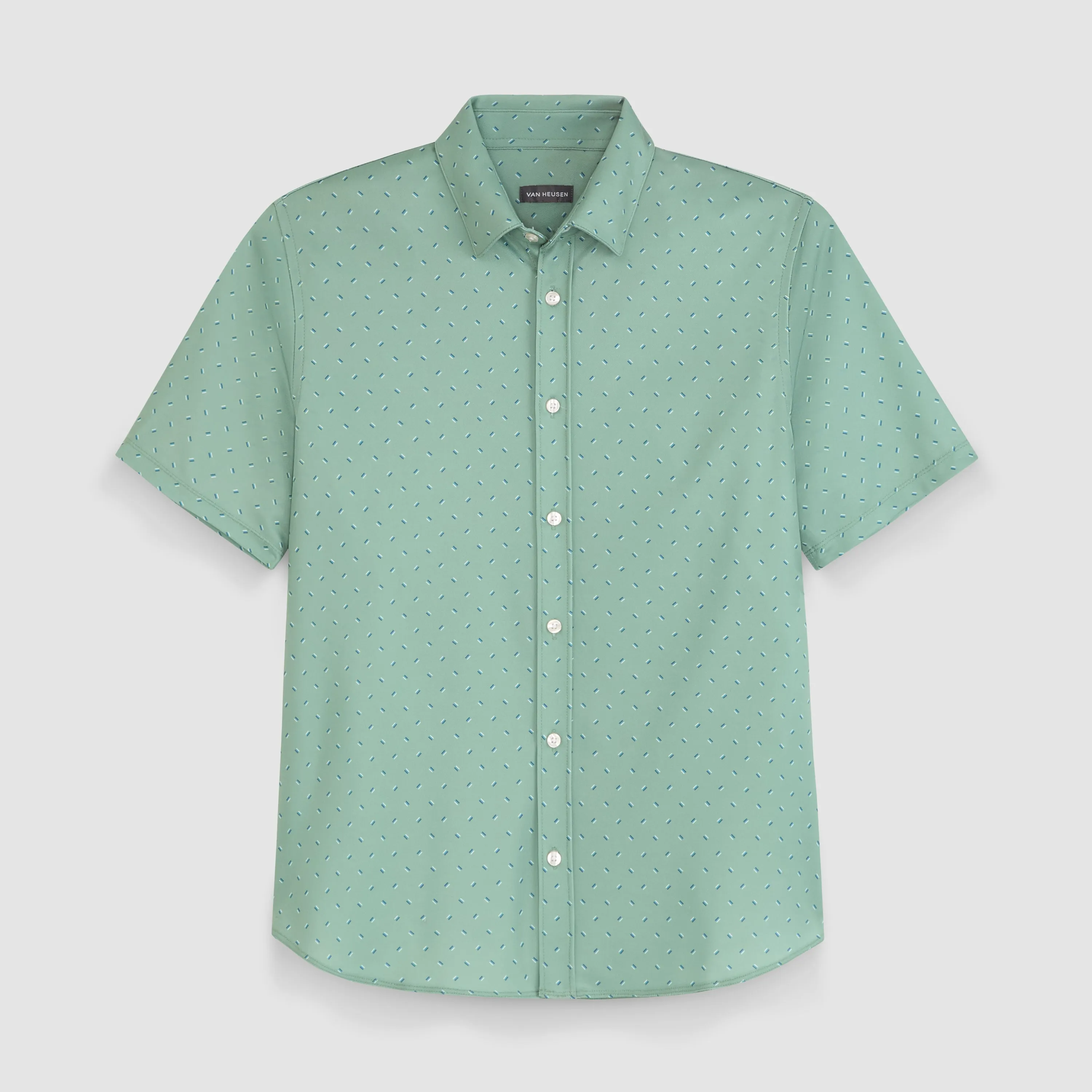 Slim Fit Performance Knit Short Sleeve Match Print Button Up Shirt sold by Van Heusen product image thumbnail 5
