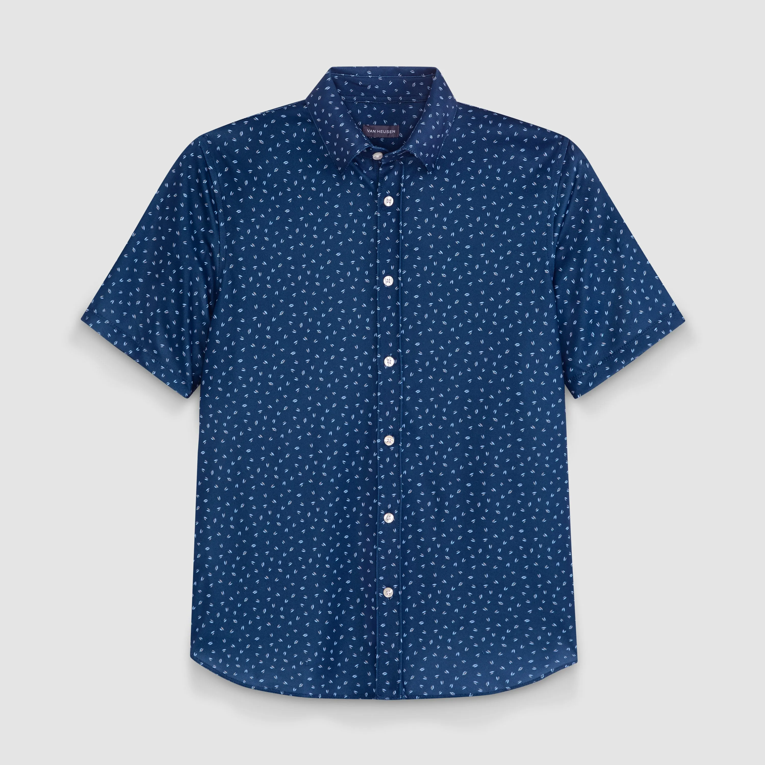 Slim Fit Performance Knit Short Sleeve Leaf Print Button Up Shirt sold by Van Heusen product image thumbnail 5