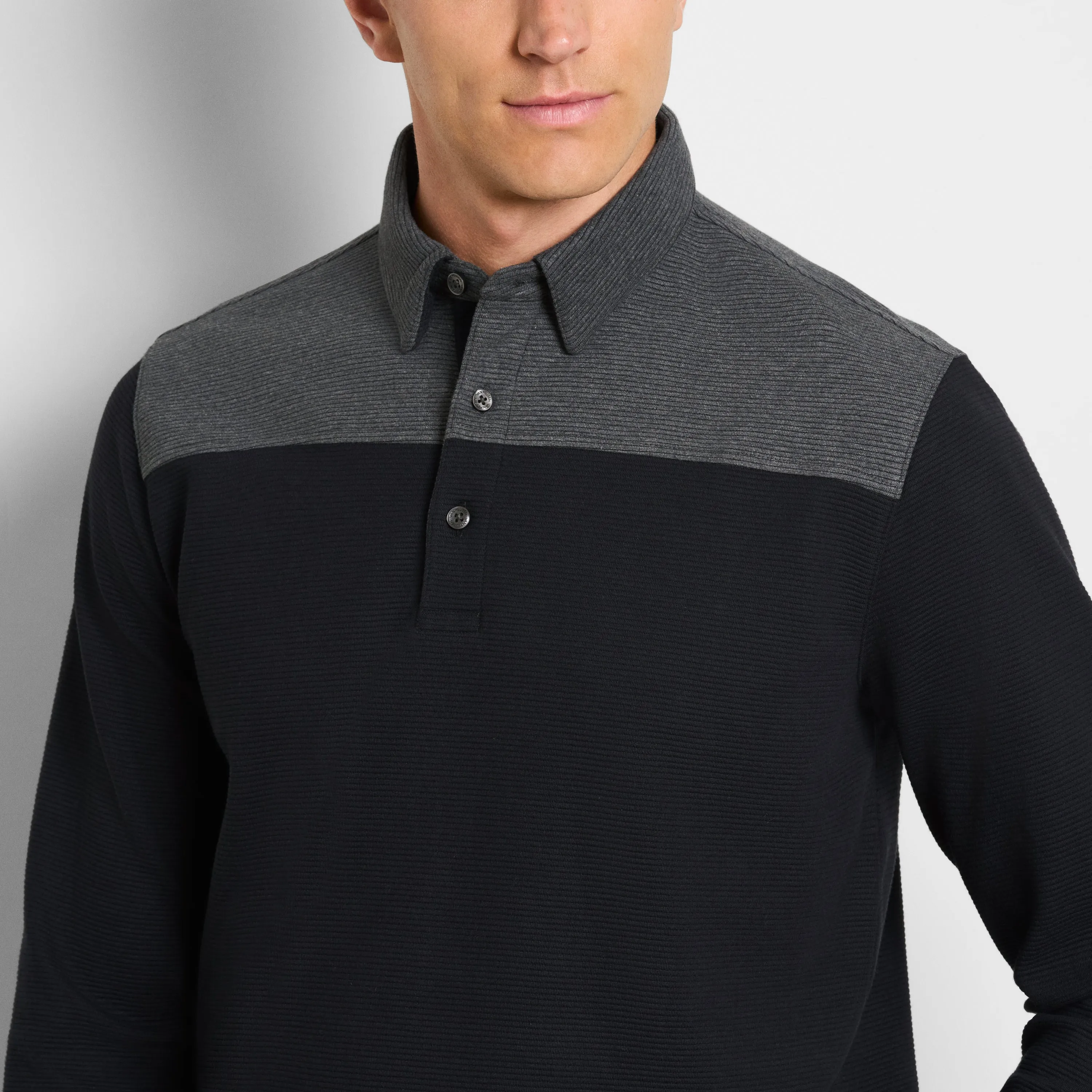 Regular Fit Essential Ottoman Blocked Long Sleeve Polo sold by Van Heusen product image thumbnail 3