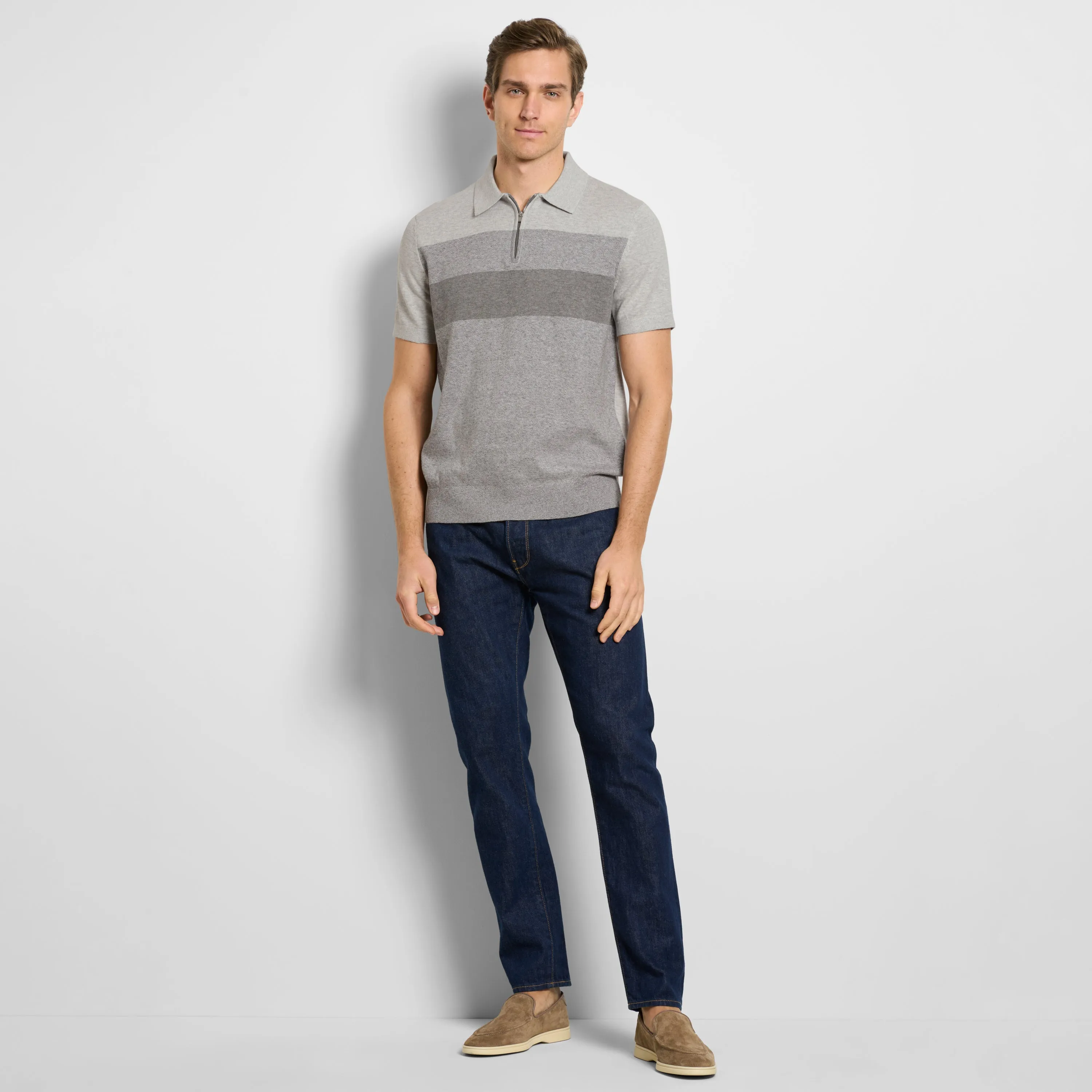 Temp Control Short Sleeve Sweater Zip Polo sold by Van Heusen product image thumbnail 2