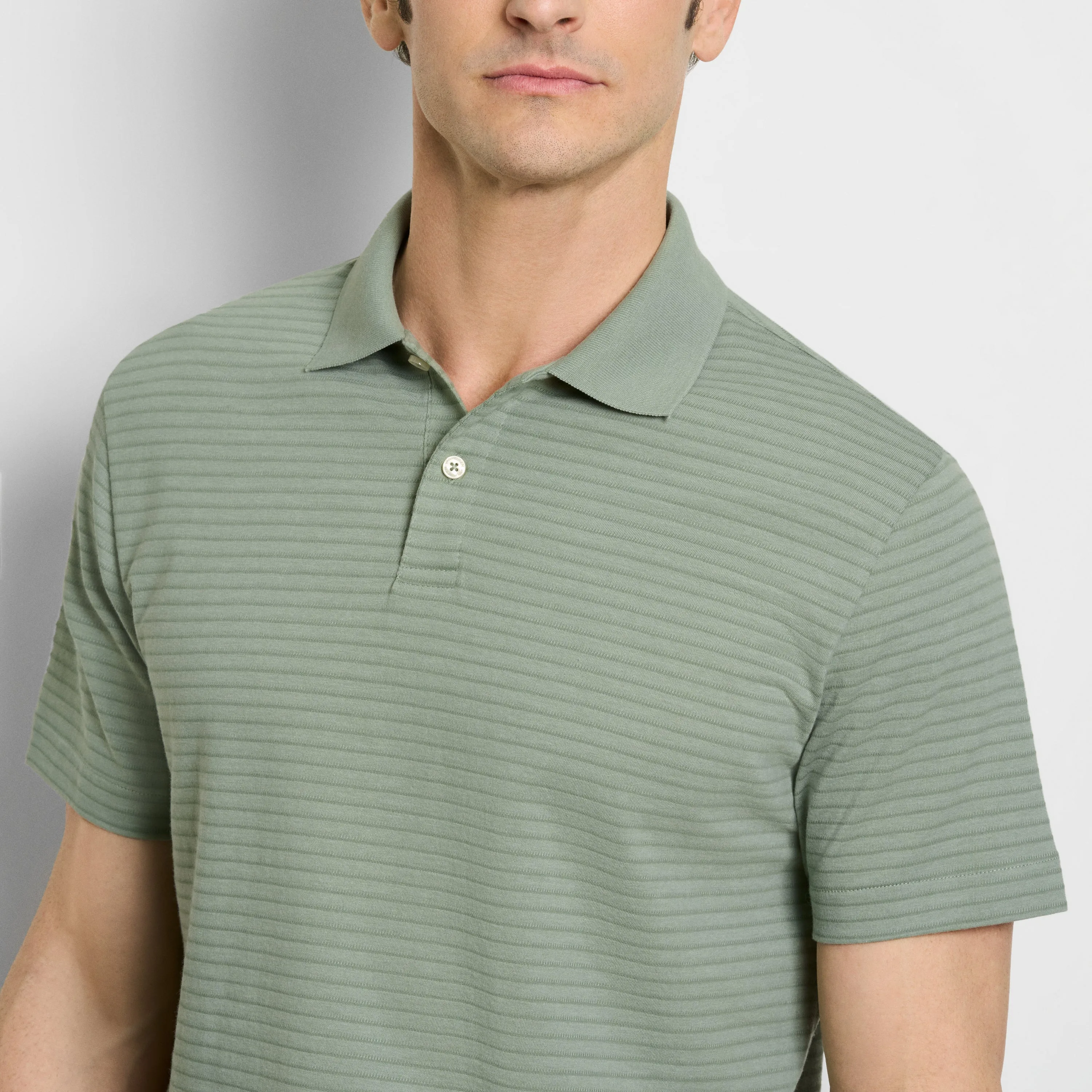 Essential Feeder Stripe Textured Short Sleeve Polo sold by Van Heusen product image thumbnail 3
