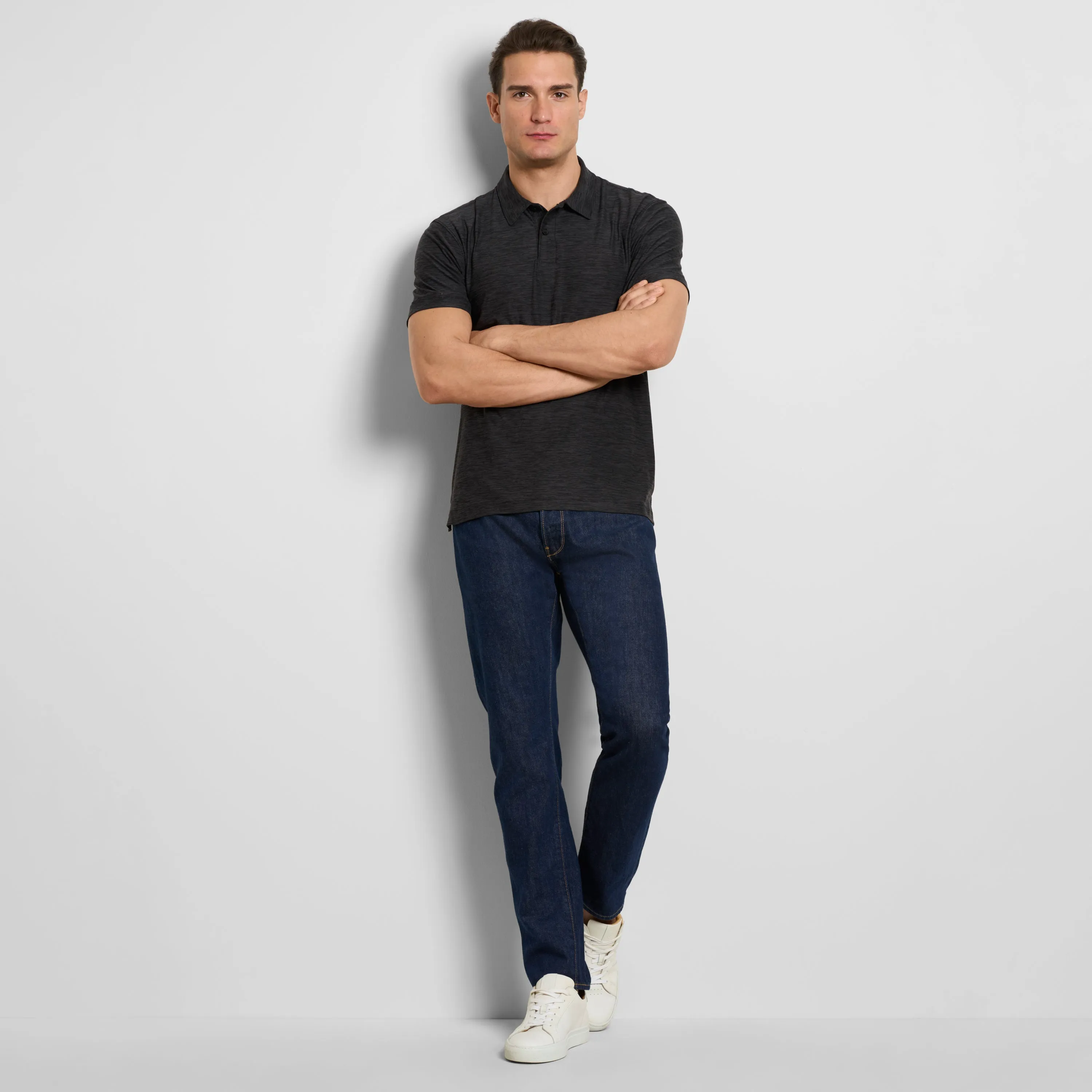 Space Dyed Jersey Short Sleeve Button Polo sold by Van Heusen product image thumbnail 2
