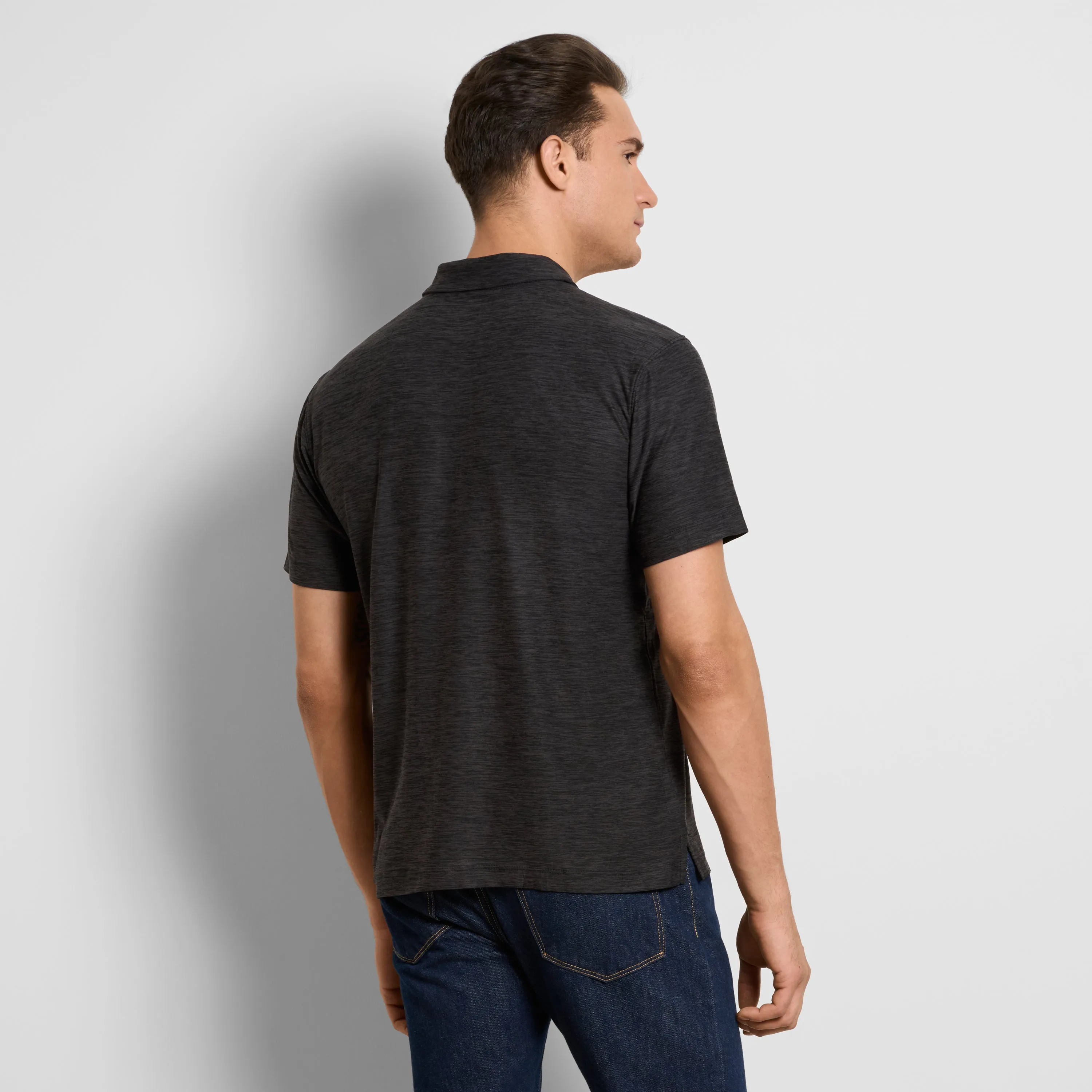 Space Dyed Jersey Short Sleeve Button Polo sold by Van Heusen product image thumbnail 4