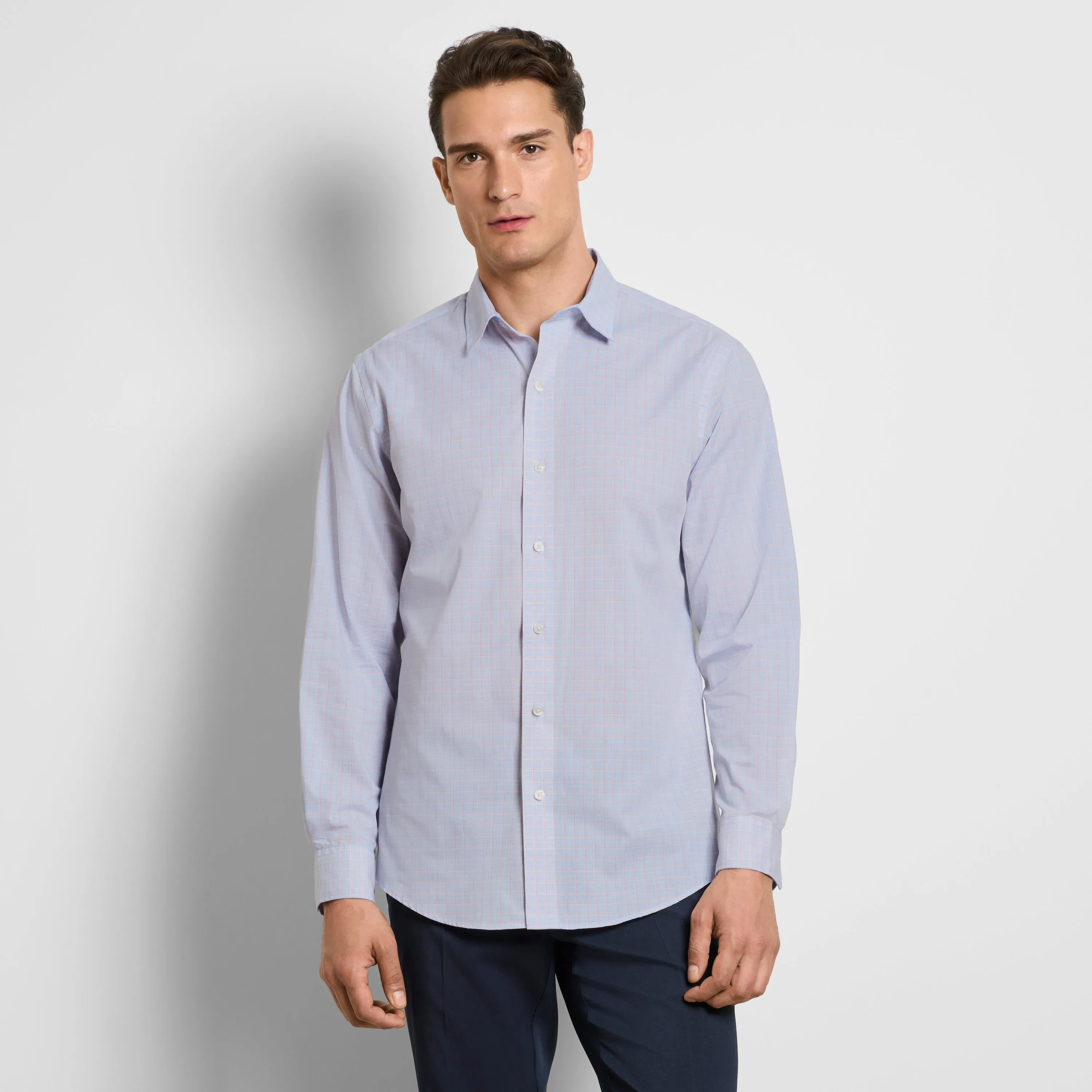 Wrinkle Free Long Sleeve Shirt End on End Plaid sold by Van Heusen