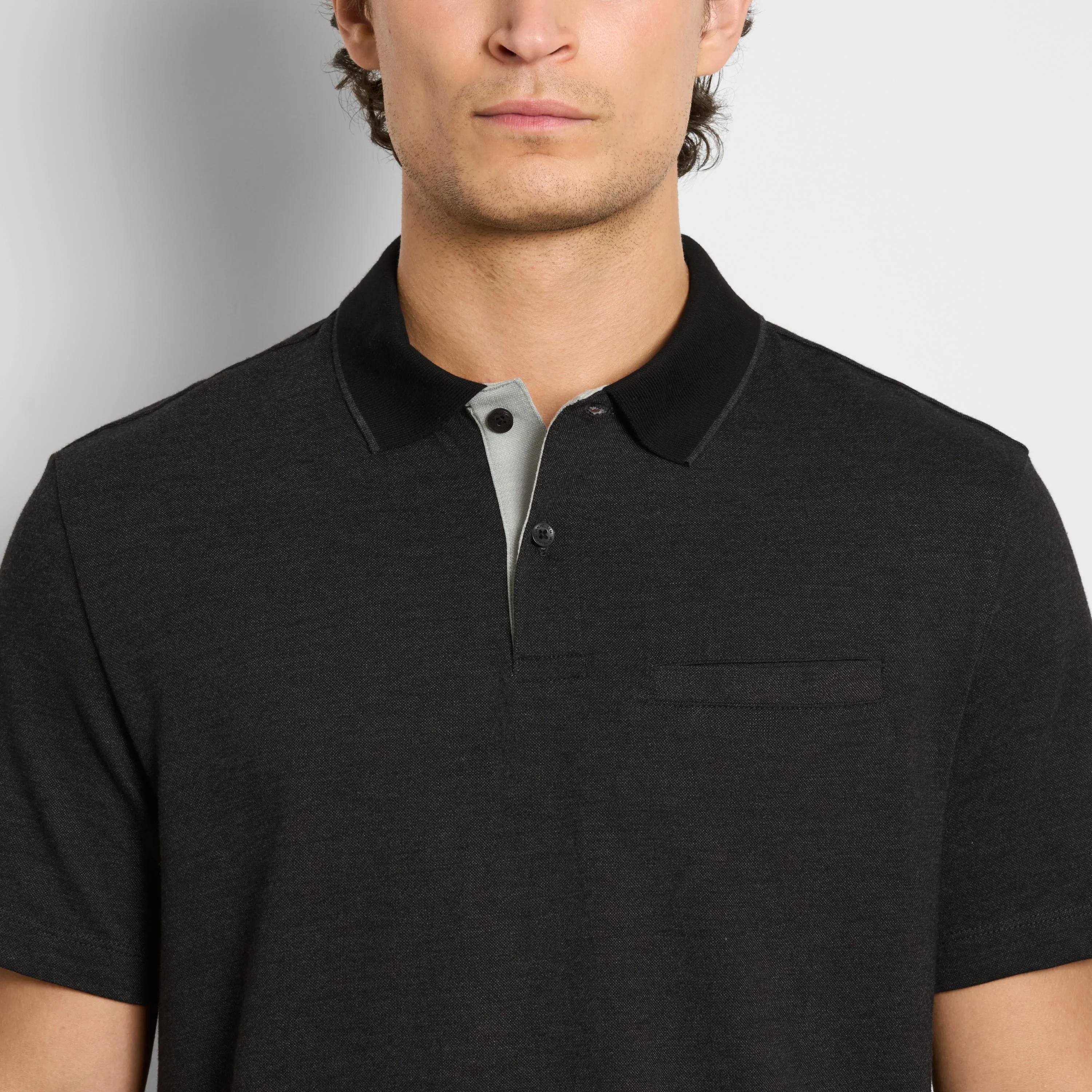 Essential Short Sleeve Birdseye Contrast Trim Welt Pocket Polo sold by Van Heusen product image thumbnail 3
