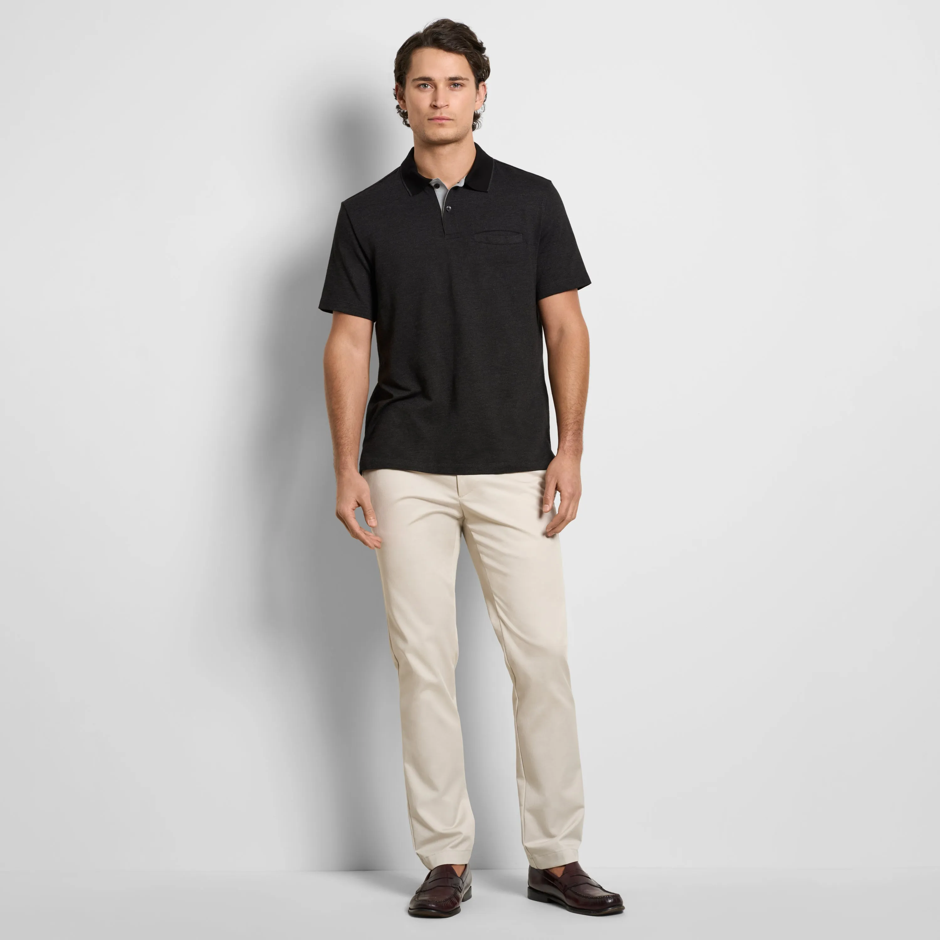 Essential Short Sleeve Birdseye Contrast Trim Welt Pocket Polo sold by Van Heusen product image thumbnail 2